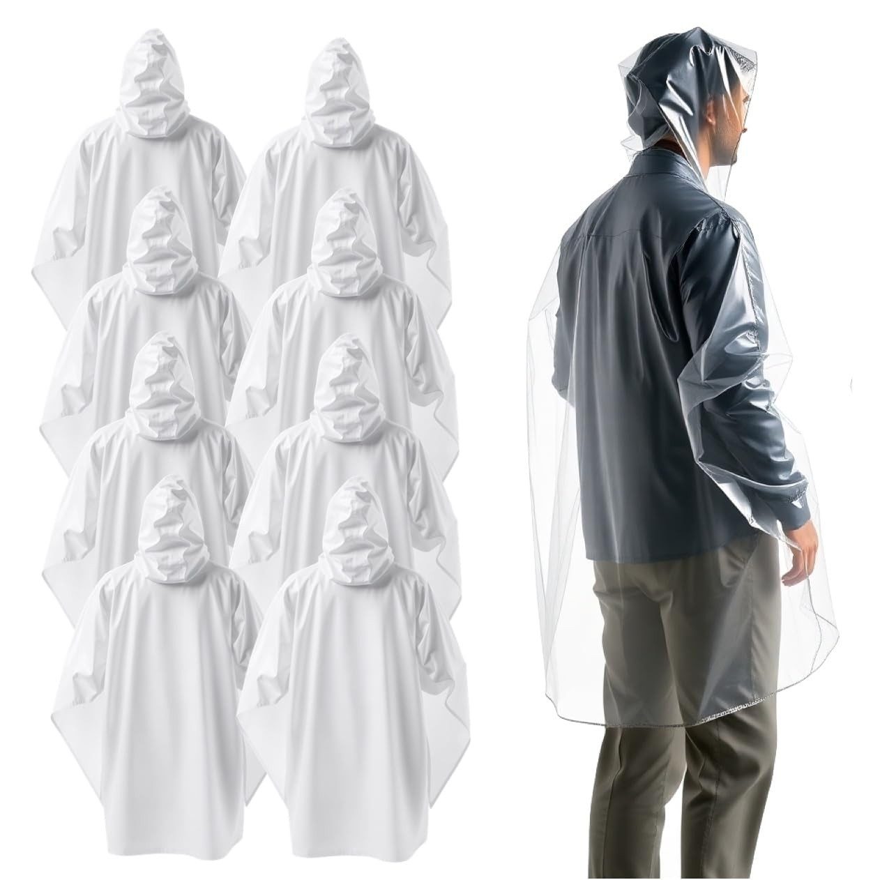 Travelfreund® Regenponcho 6x Einweg Regenjacke mit Kaputze transparent Einh günstig online kaufen