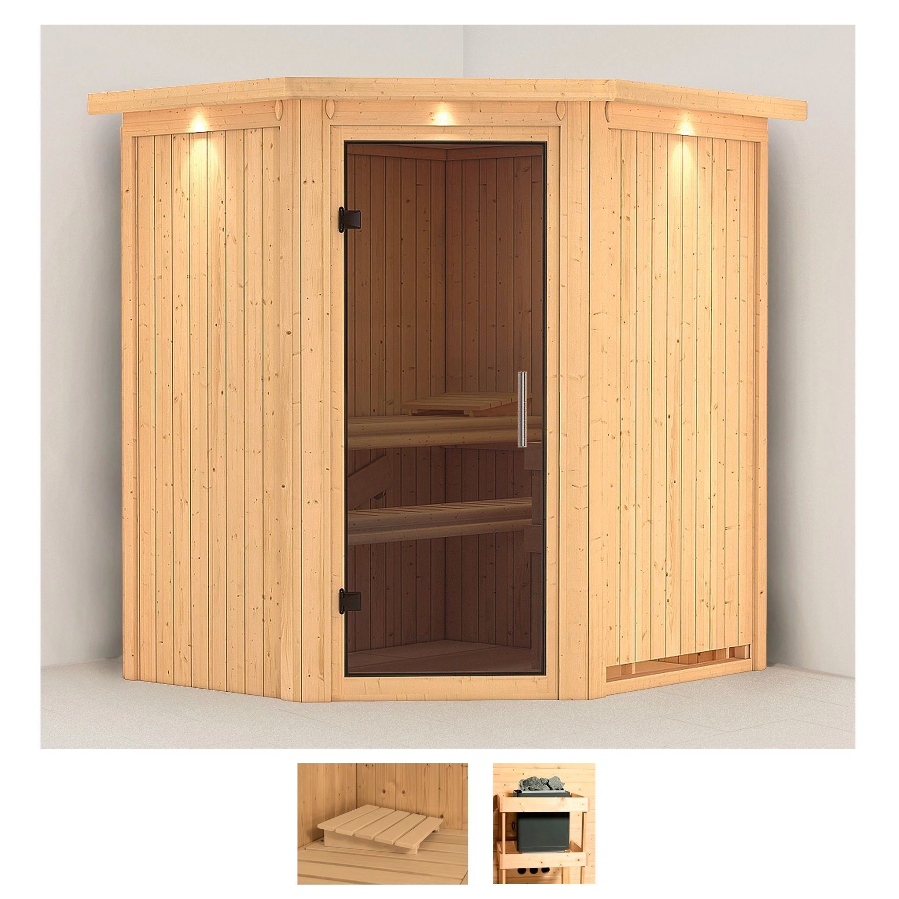 Karibu Sauna Tomke, BxTxH: 184 x 165 x 202 cm, 68 mm, (Set) ohne Ofen