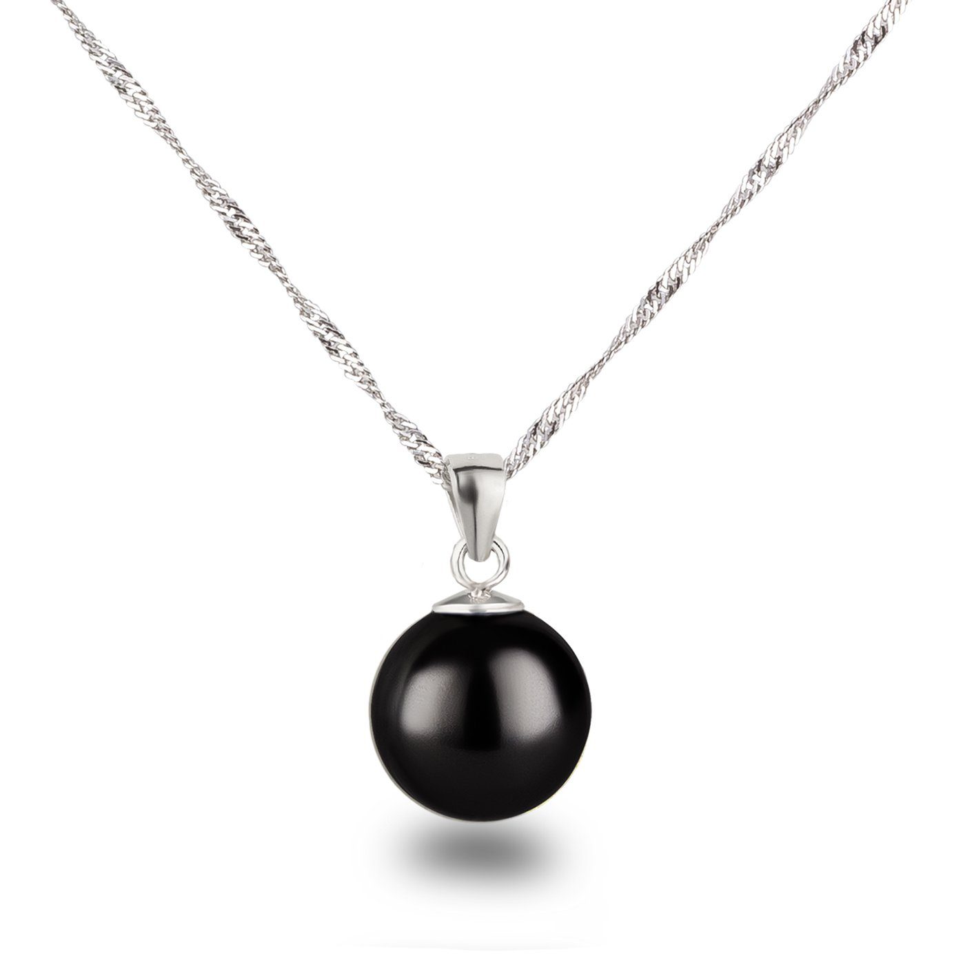 Kette mit Anhänger 12mm Perle Silberkette mit Perlenanhänger groß