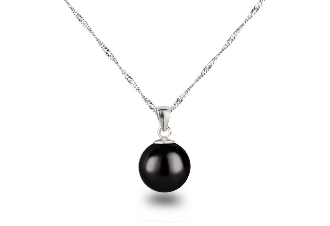 Schöner-SD Kette mit Anhänger 12mm Perle Silberkette mit Perlenanhänger groß (inkl. Schmuckbox), 925 Silber