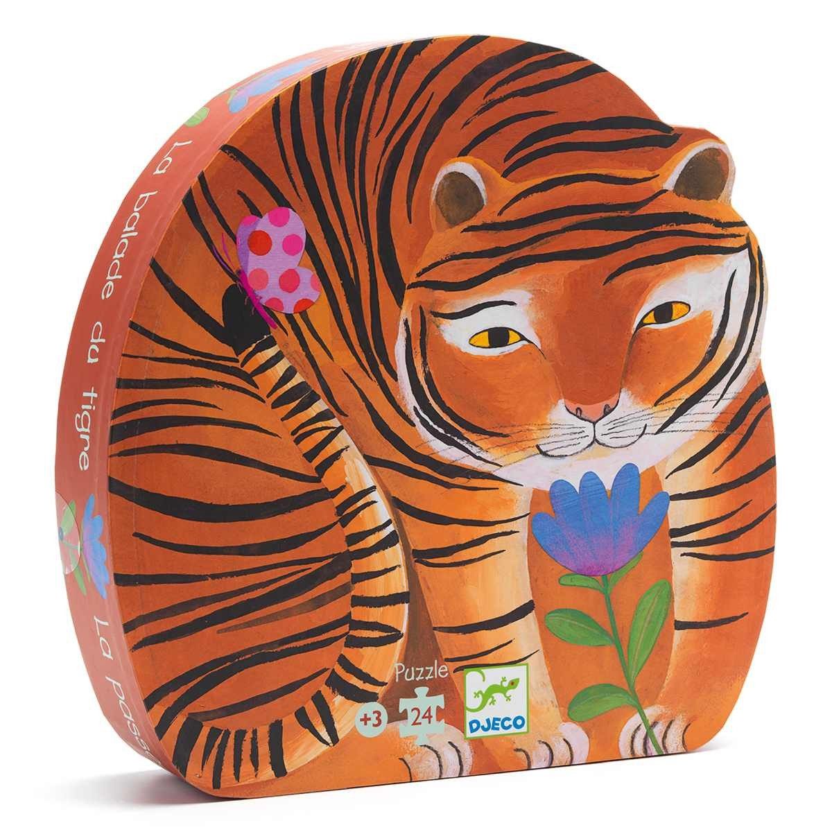 DJECO Puzzle Kinder Puzzle Tiger - ab 3 Jahre, 24 Teile für Kinder, 24 Puzzleteile, Kinderpuzzle