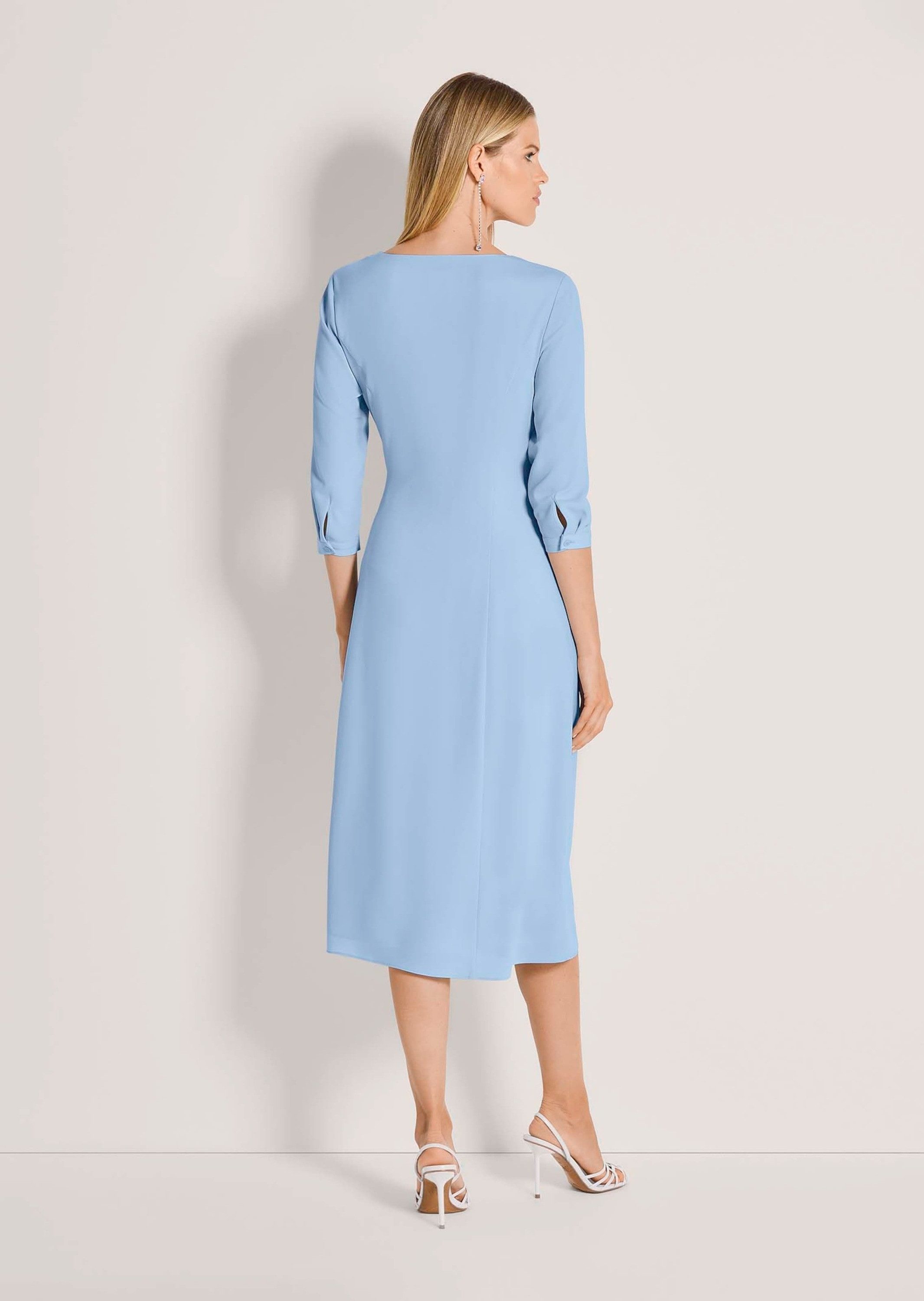 MADELEINE Midikleid Midikleid mit eleganter Drapierung Sommerkleid mit V-Ausschnitt, Knielänge und 3/4-Arm