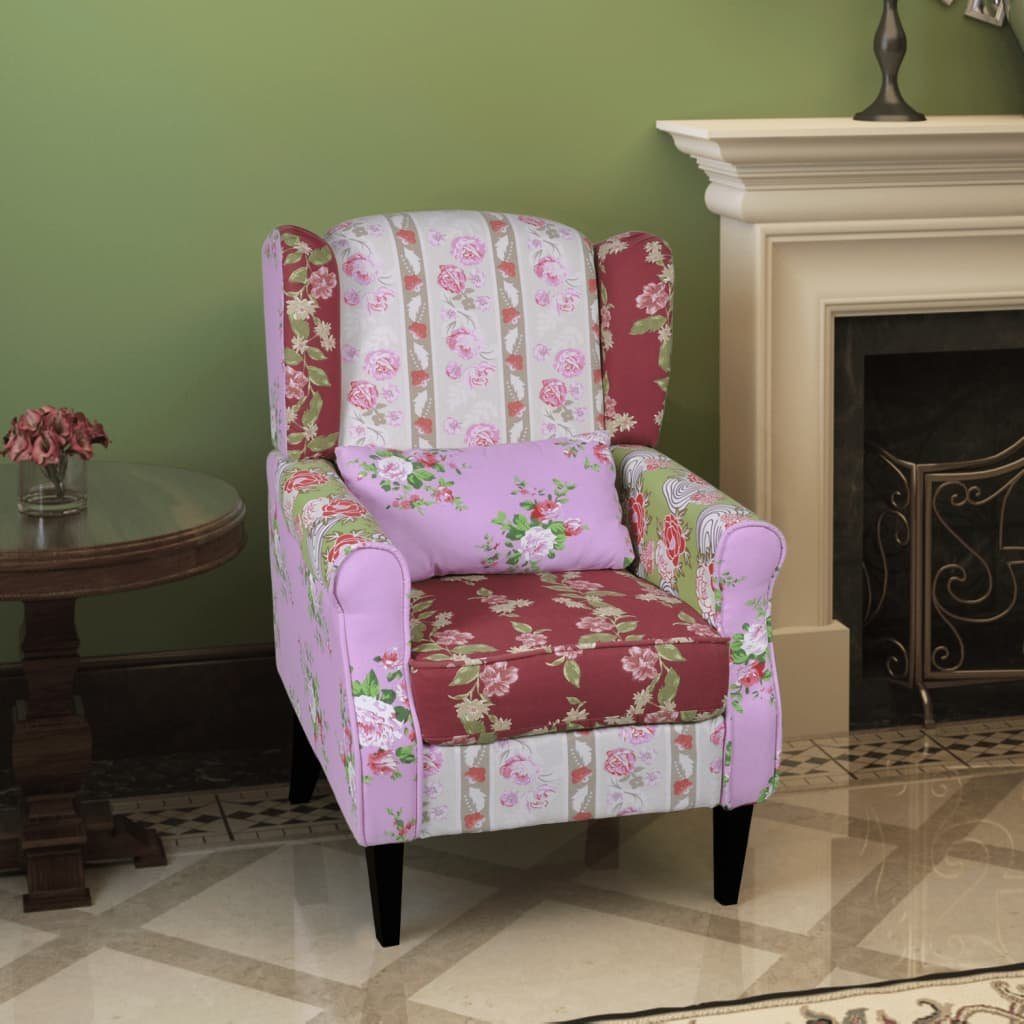 furnicato Sessel Französischer mit Patchwork-Design Stoff