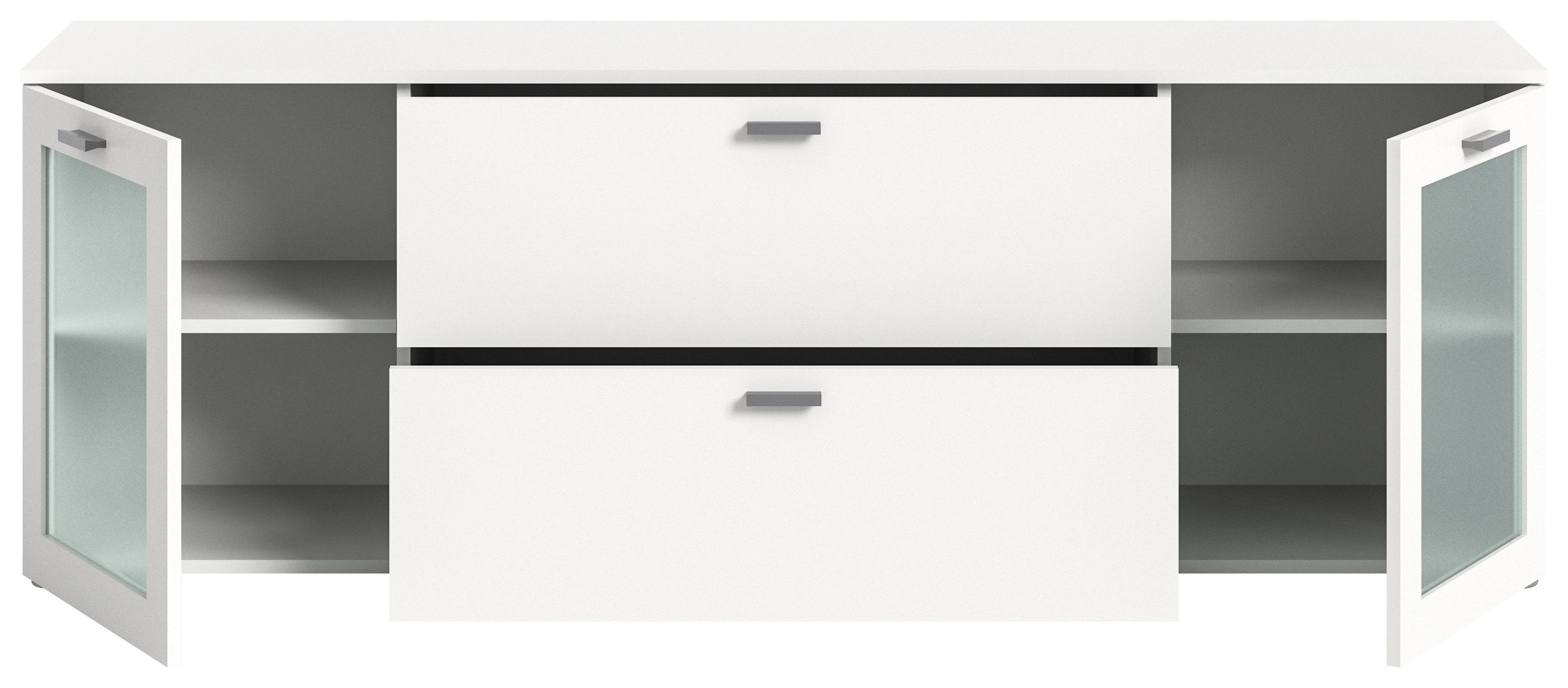 freiraum Lowboard Xeno, in Weiß, Spannplatte/Spannplatte, satiniert - 180x62x37 (BxHxT)