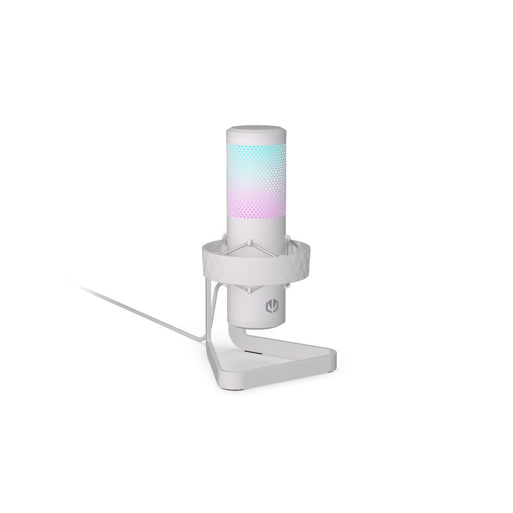 ENDORFY Streaming-Mikrofon EY1B007 AXIS Streaming Onyx White USB-Kondensatormikrofon mit RGB, Vier Richtmodi, Anti-Schock, Touch-Mute