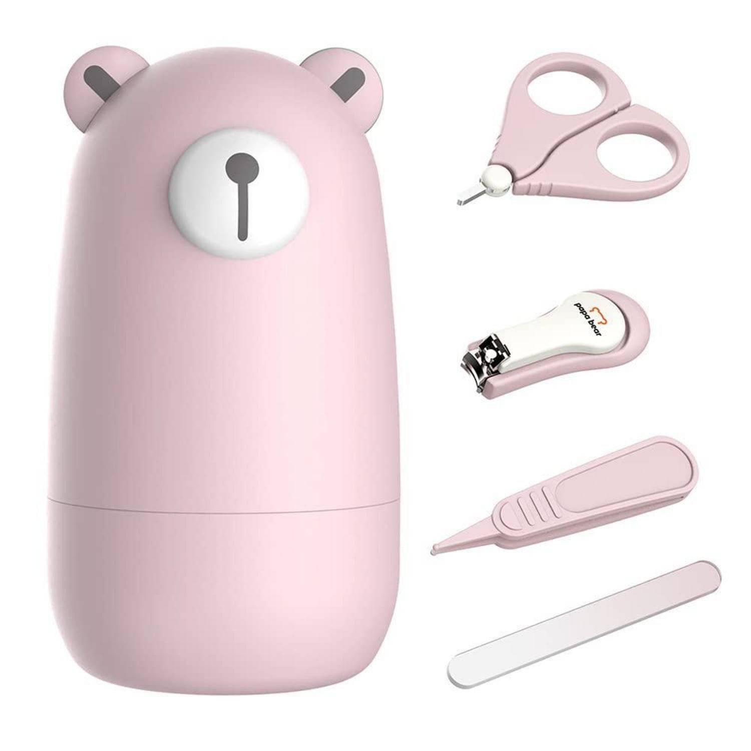 LuxusKollektion Nagelknipser-Set Baby-Nagelpflegeset mit Etui Bär Hellrosa