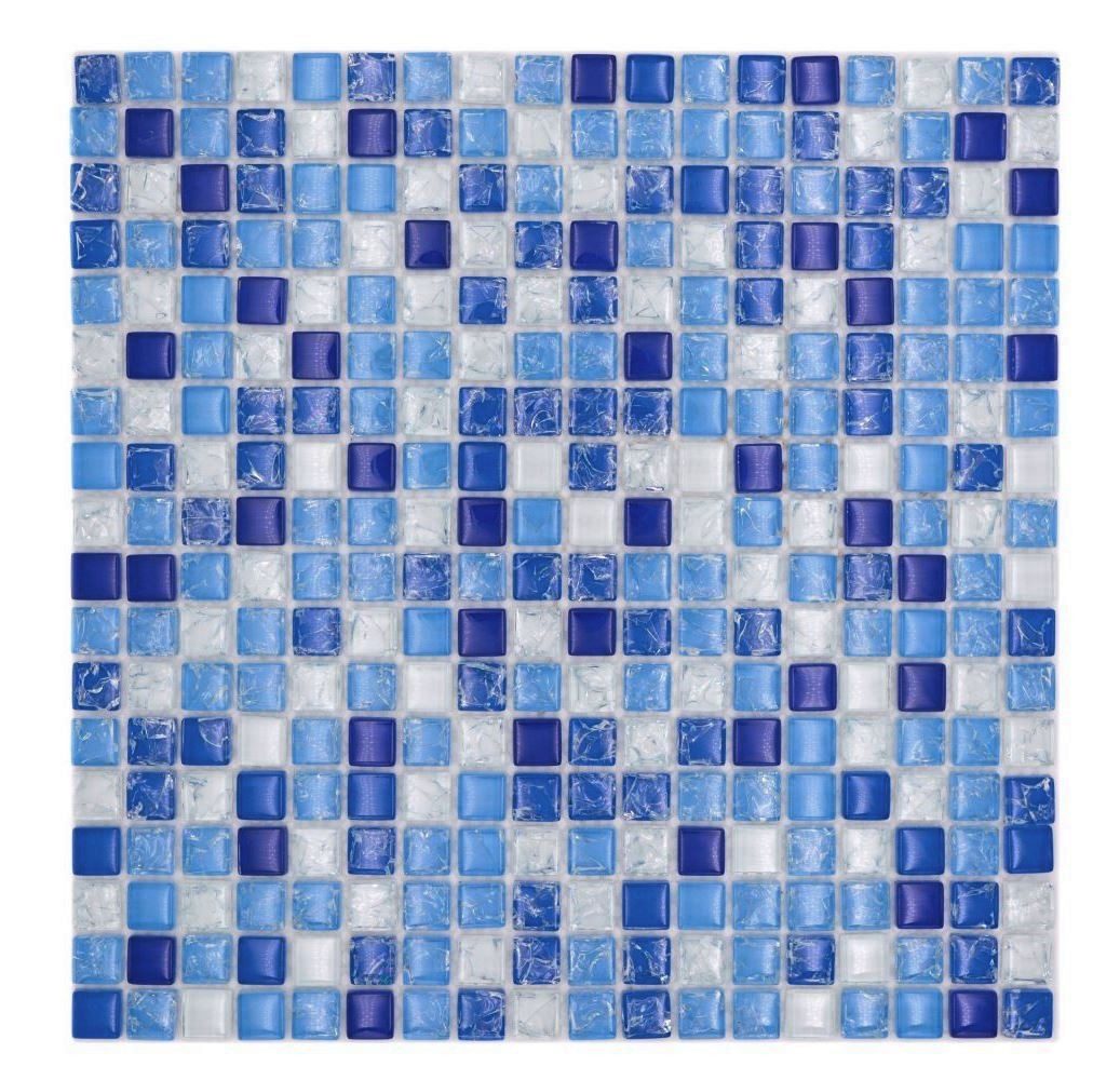 Mosani Mosaikfliesen Glasmosaik Mosaikfliese gebrochen weiss Blau