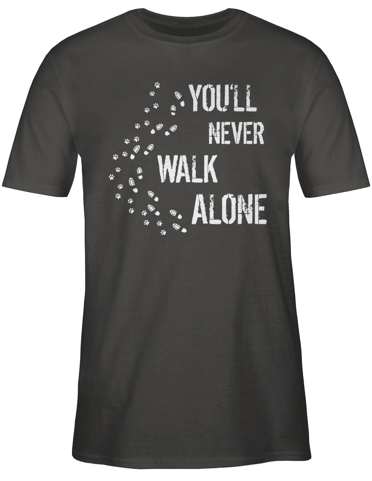 Shirtracer T-Shirt 02 Hundebesitzer Dunkelgrau alone für Geschenk never Gassi walk You'll