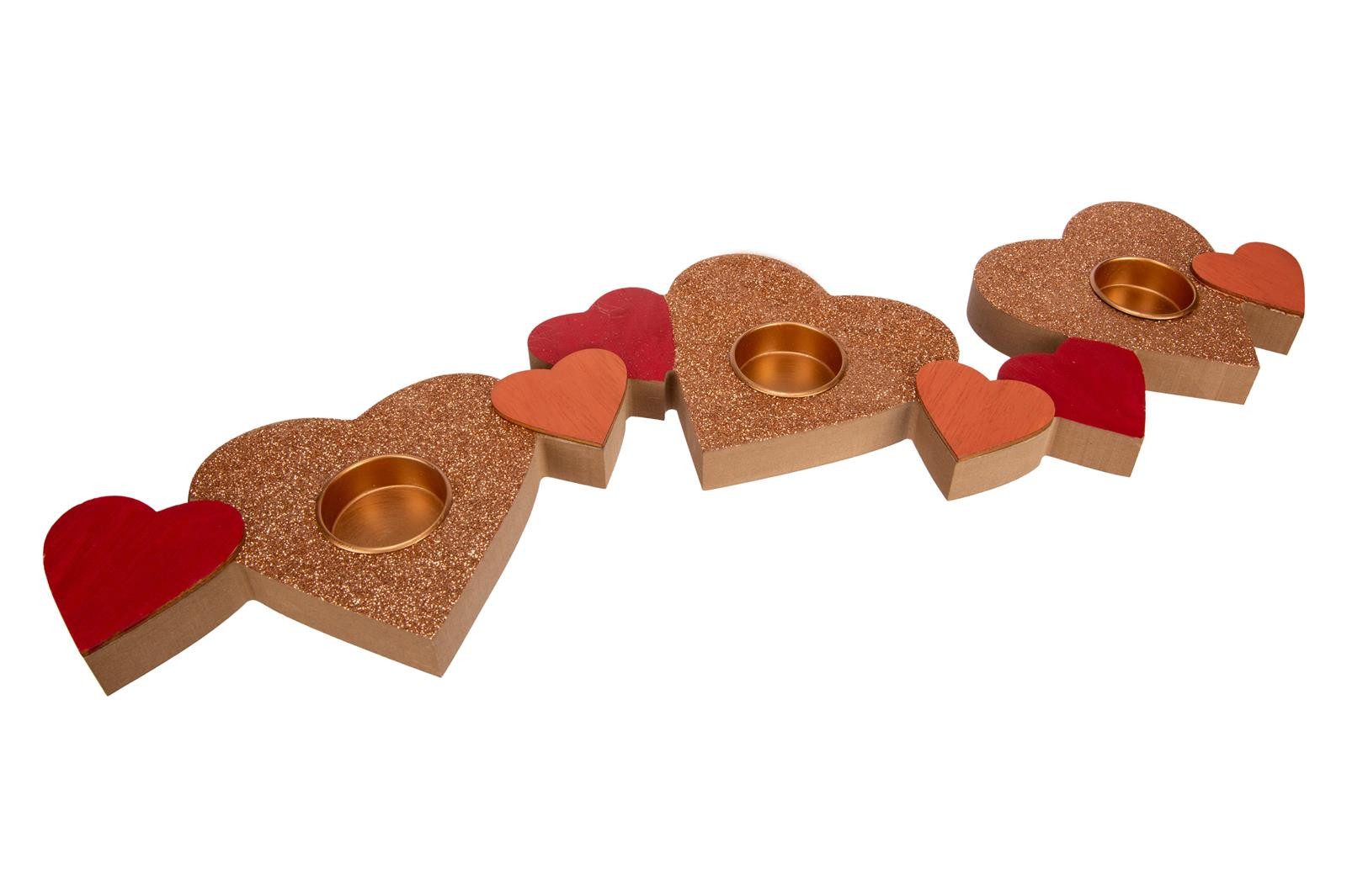 WestCraft Tischkerzenhalter Teelichthalter Herz Deko aus Holz, Kerzenhalter – 3-flammig, 50 cm (1 St), Ein Licht für die Liebe – dekorativ, romantisch, handgemacht