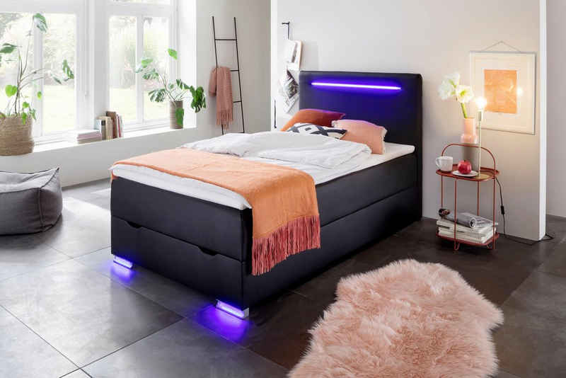 meise.möbel Boxspringbett, mit LED-Beleuchtung, Bettkasten, USB-Anschluss und Topper