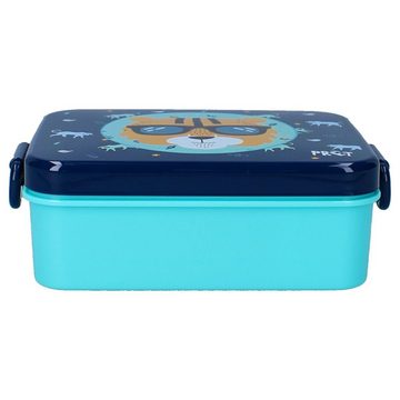 Vadobag Vorratsdose Kinder Lunch-Box, Brotdose - Tiger, 16x13x5 cm, BPA-Frei, navy/helltürkis, 100% PP (Polypropeen)