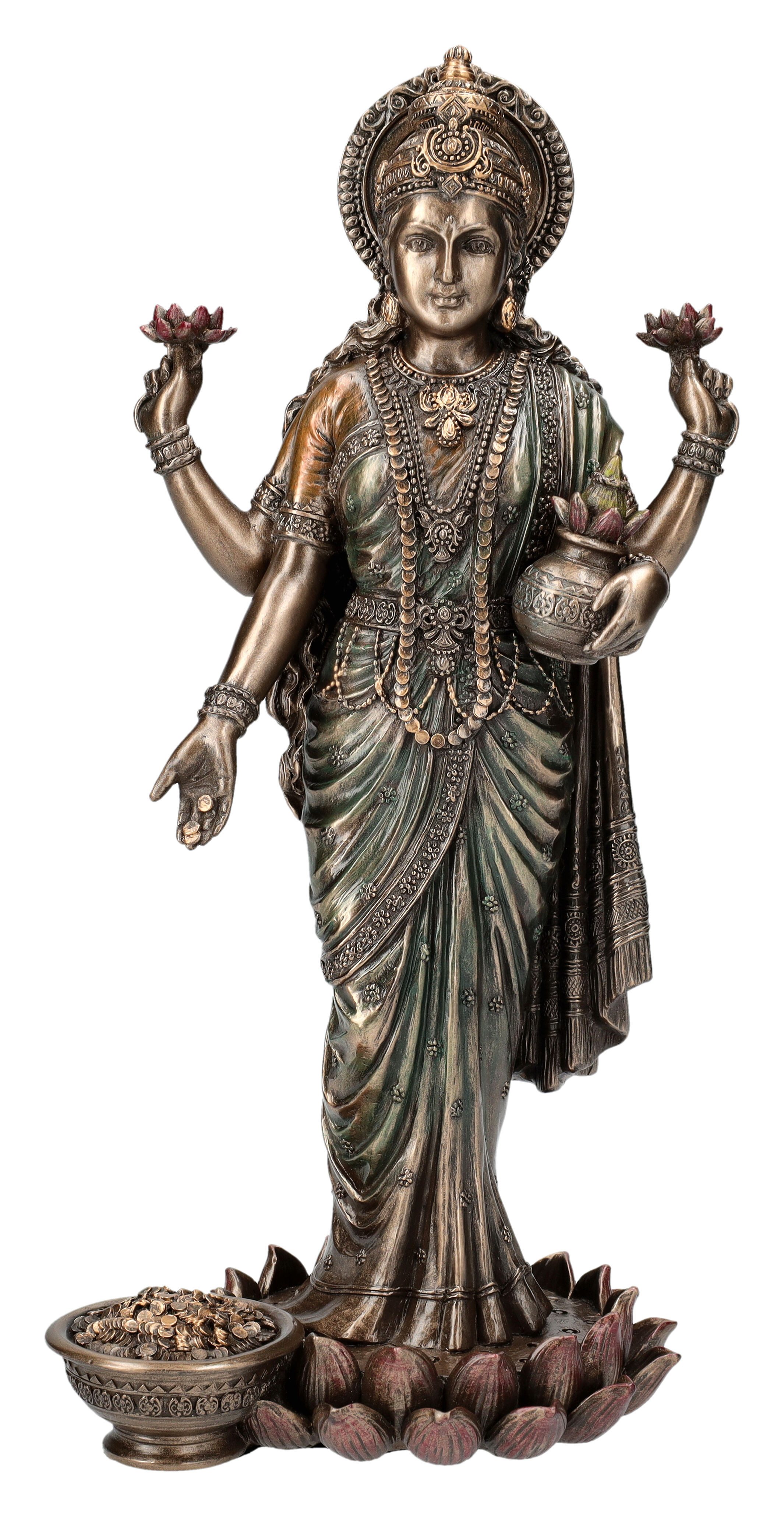Figuren Shop GmbH Dekofigur Lakshmi Figur - Göttin des Glücks & Wohlstands - Veronese - Hindu Gott