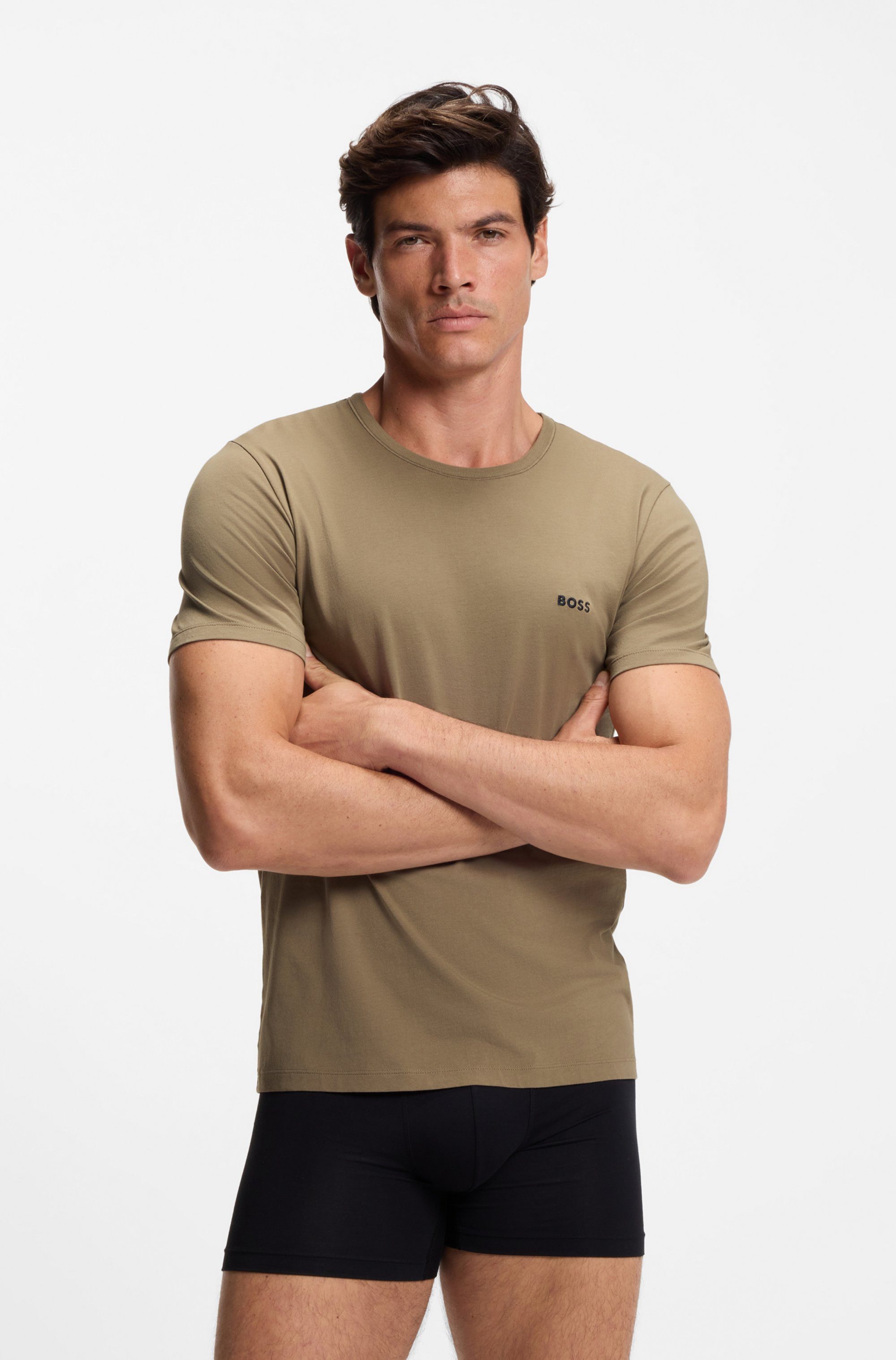 BOSS T-Shirt TShirtRN 3P Classic (3-tlg) mit Logostickerei günstig online kaufen