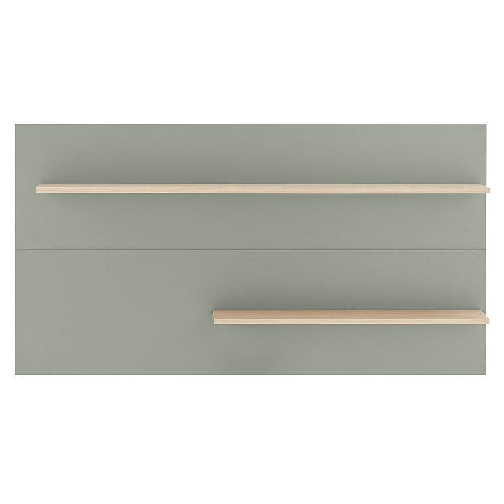 Lomadox Wandregal CRISP-61, 150 cm, grün mit Eiche Nb., 2 Ablageböden für Deko oder Bücher