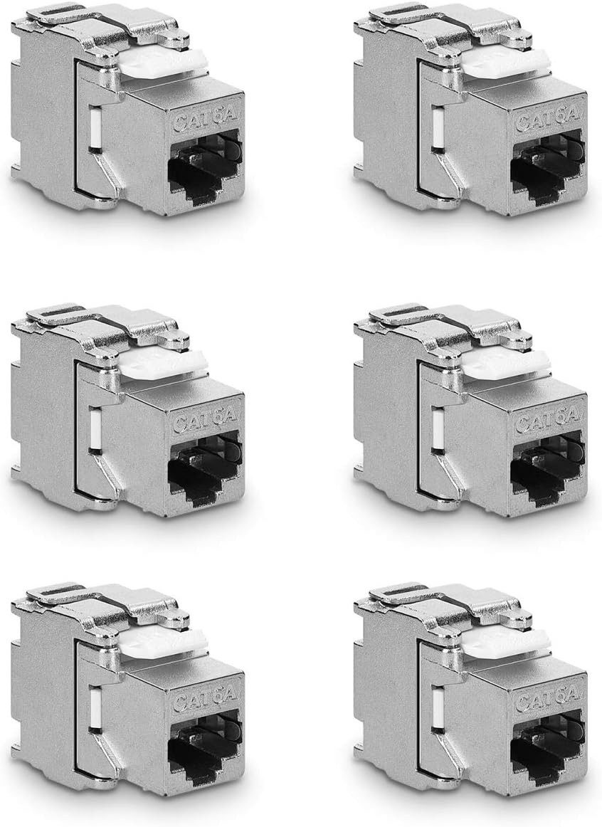 kwmobile Keystone Modul CAT 6A Kabel - 10 Gbit/s - Schnappverschluss - 6x Netzwerk-Adapter, 3.85 cm, 6x Keystone Modul
