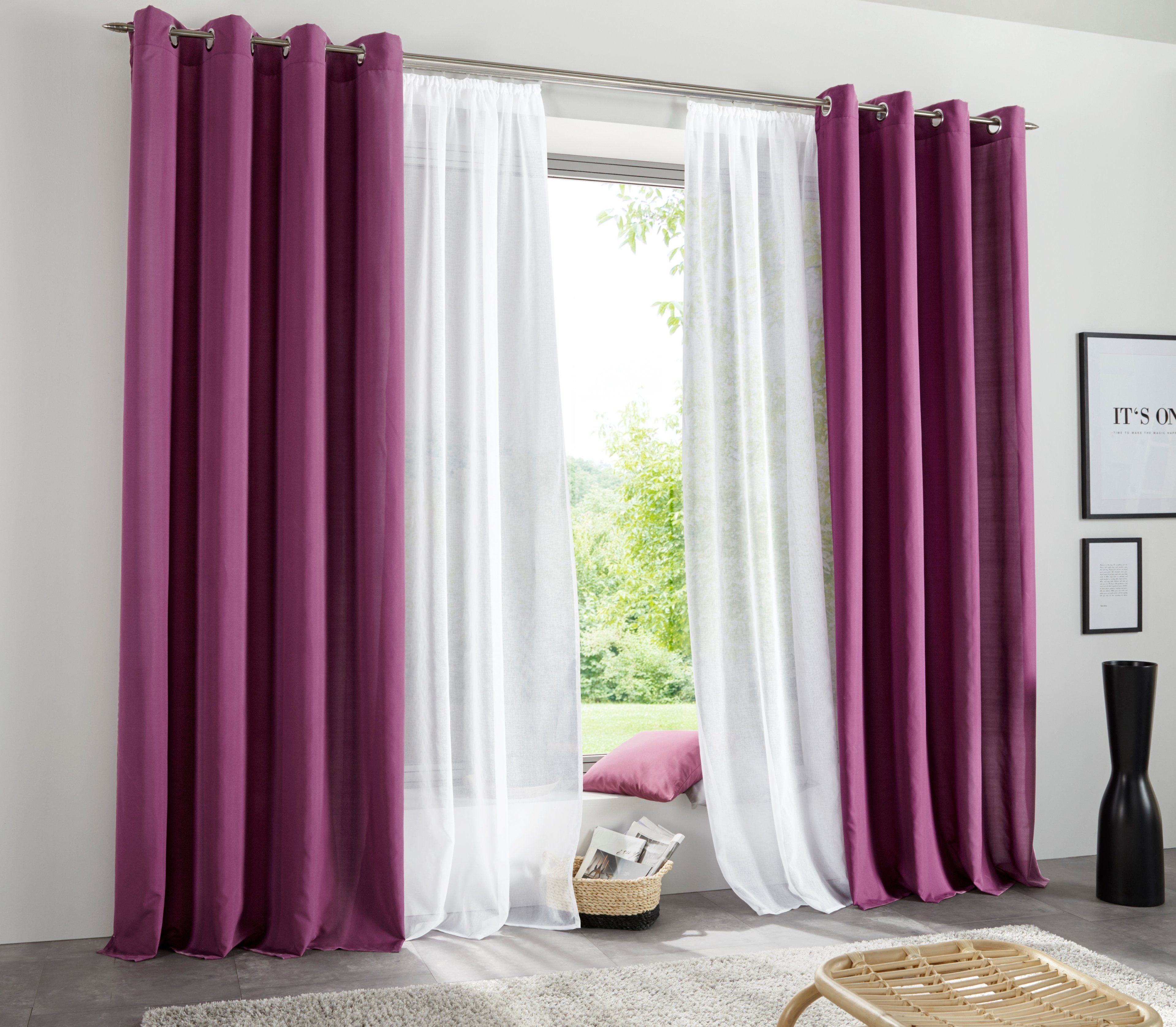 my home Vorhang Raja, Ösen (2 St), blickdicht, Polyester, 2er-Set, Bestseller, einfarbig, modern, pflegeleichte Mikrofaser