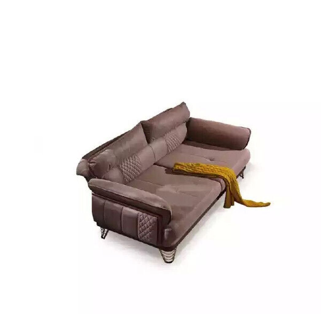 3+3+1 Sessel, Wohnzimmer-Set Couchgarnitur Luxus Braune (2-St., 3-Sitzer), Europa in Sofa JVmoebel Sitzer Wohnzimmer Möbel, Made