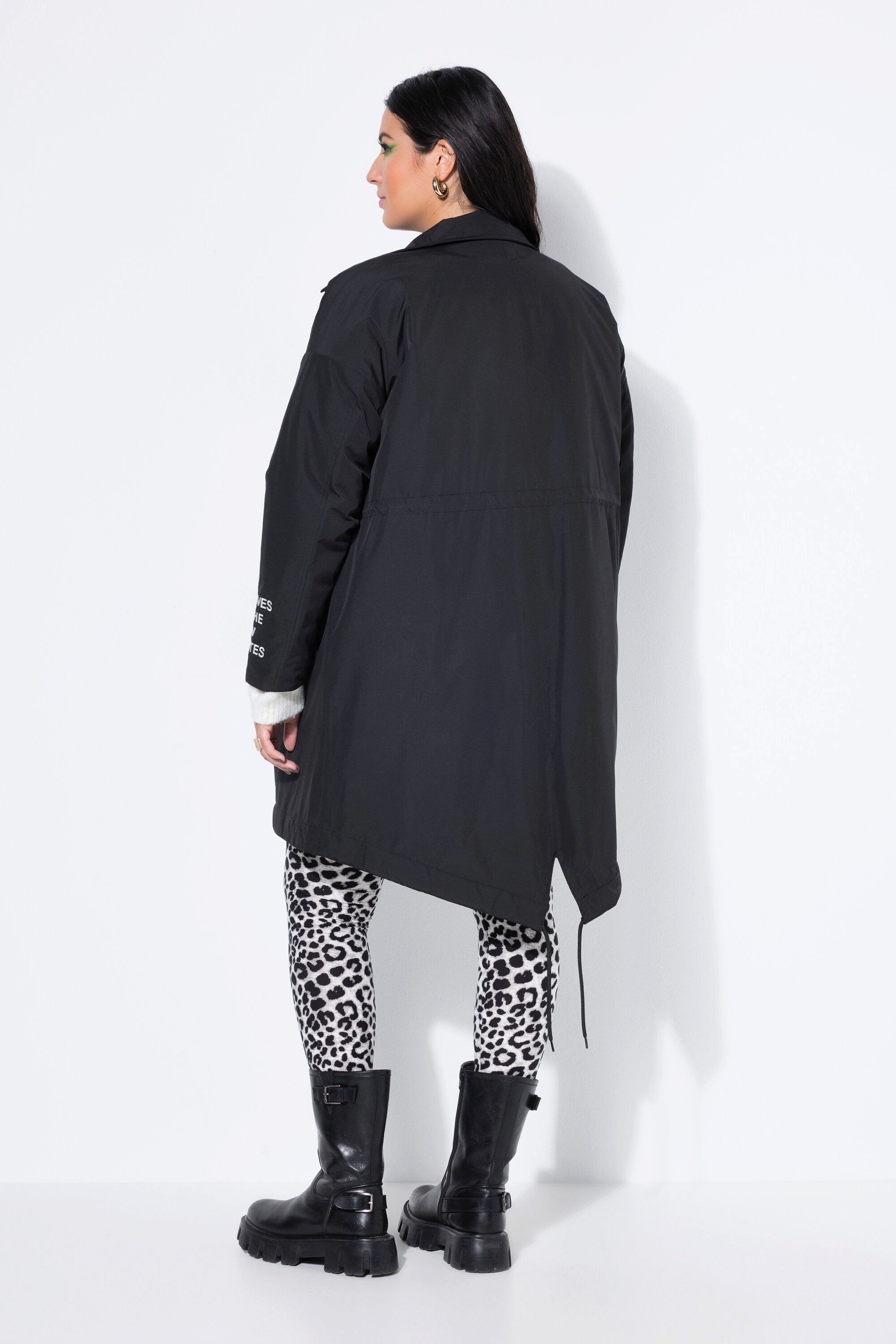 Studio Untold Wintermantel Parka A-Linie Statement-Stickerei Kapuze