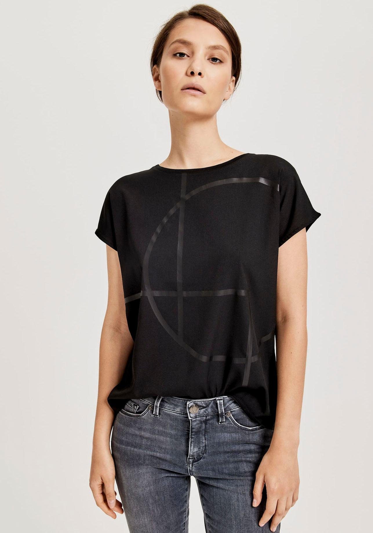 OPUS Blusenshirt »Seomi« vorn Web, hinten elastischer Single Jersey online  kaufen | OTTO
