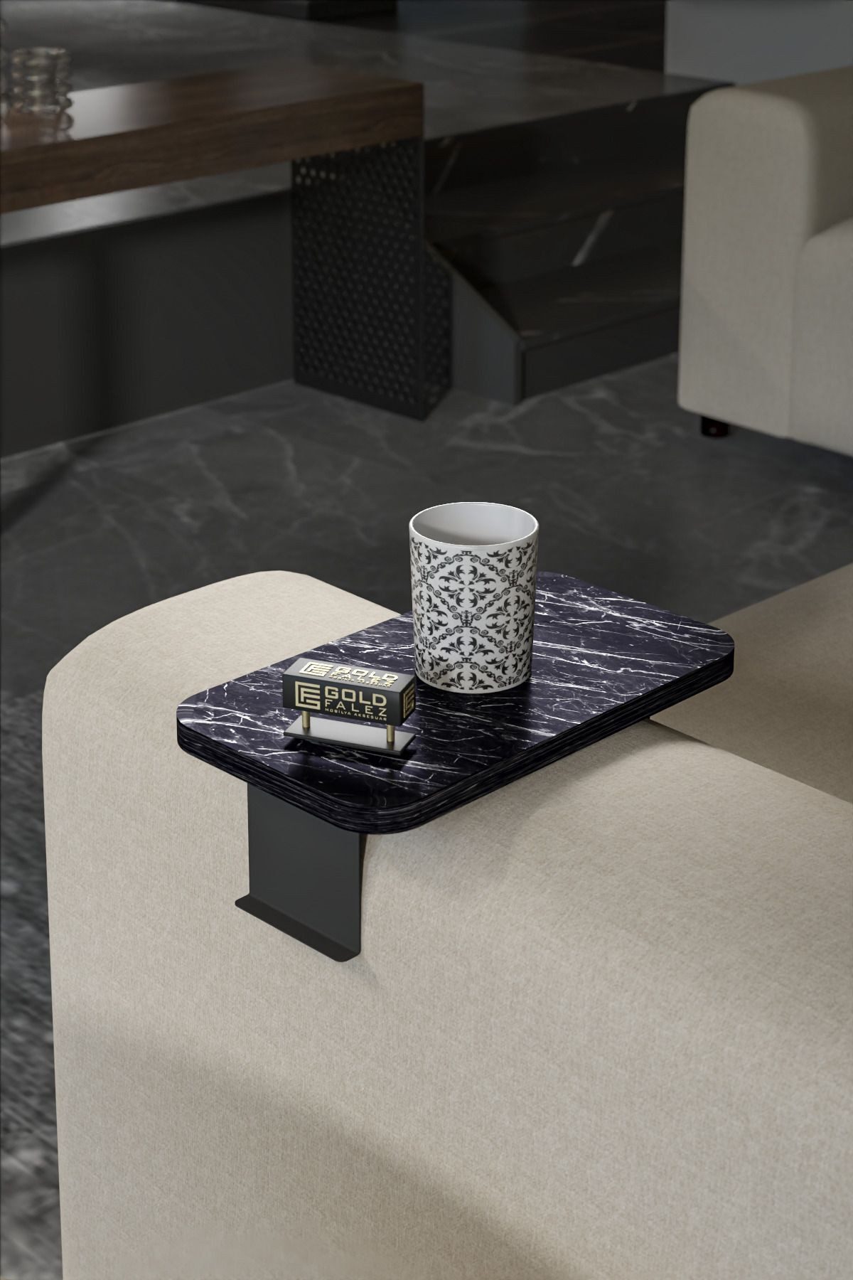 en.casa Beistelltisch (1-St), verstellbar für Armlehnen 10–30 cm 89322067