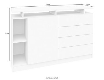 borchardt Möbel Sideboard Wallis, moderne grifflose Optik, Push-to-Open-Funktion