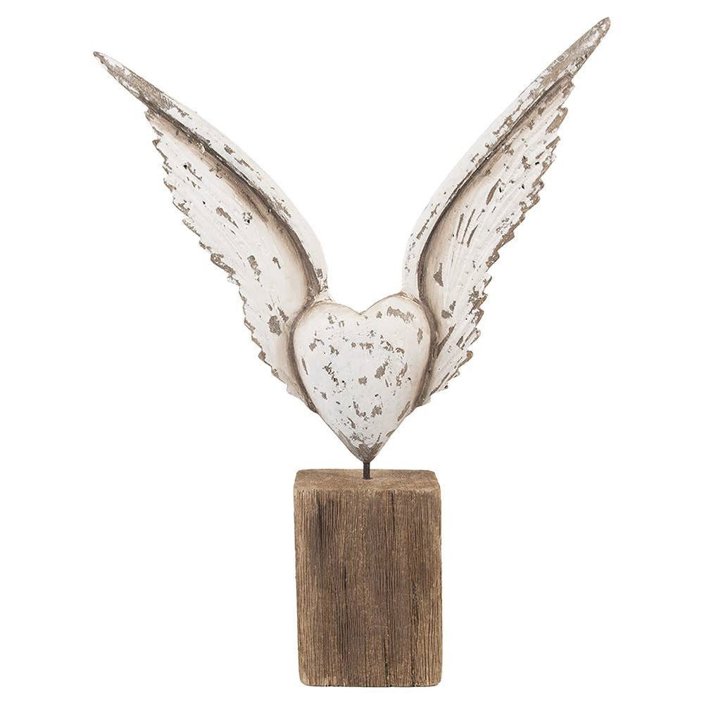 meinvipshop Dekoobjekt Dekorative Figur Flügel 26x5x33 cm Weiß Braun Holz