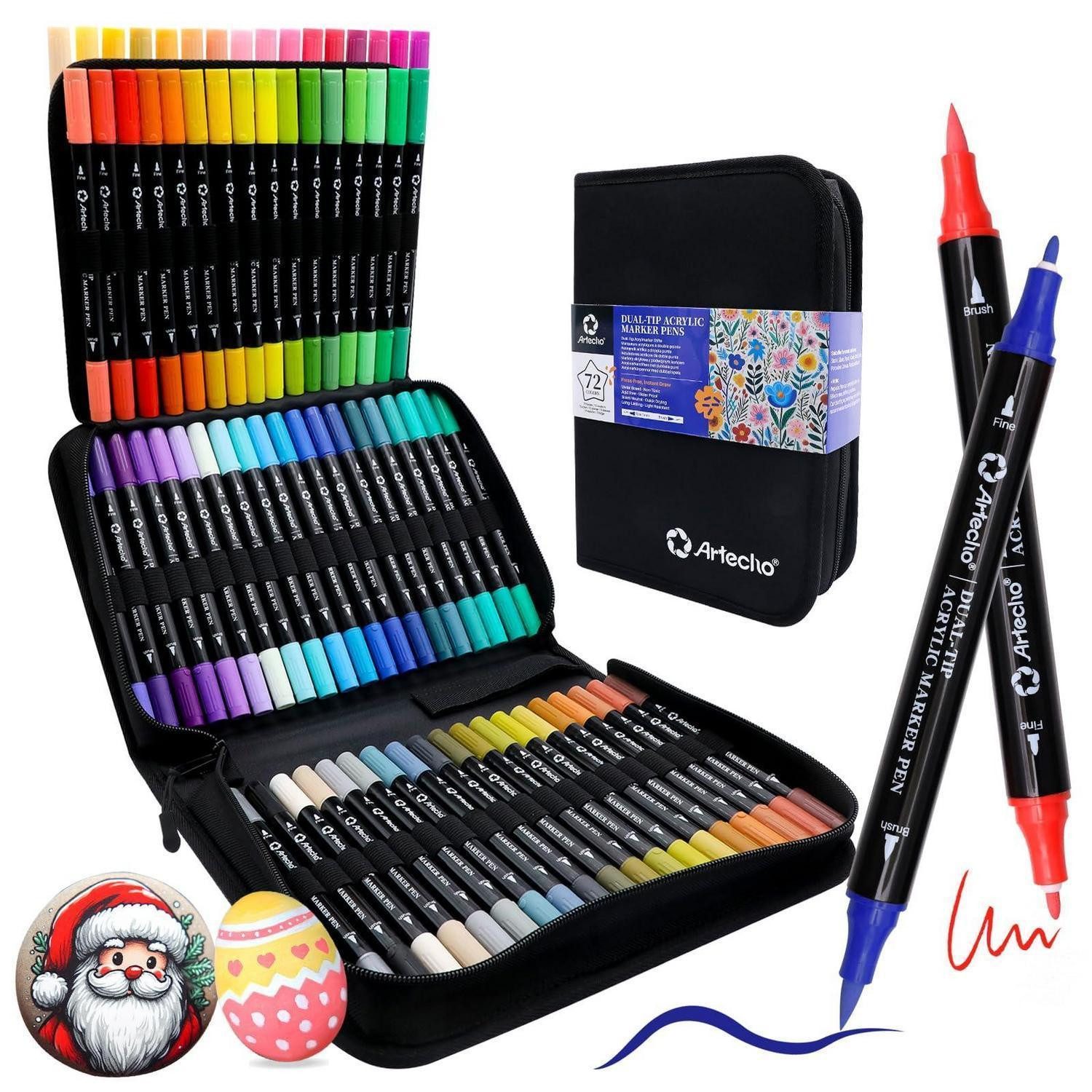 LuxusKollektion Künstlerstift Acrylstifte 72 Farben Dual Tip Pinsel feine Spitze