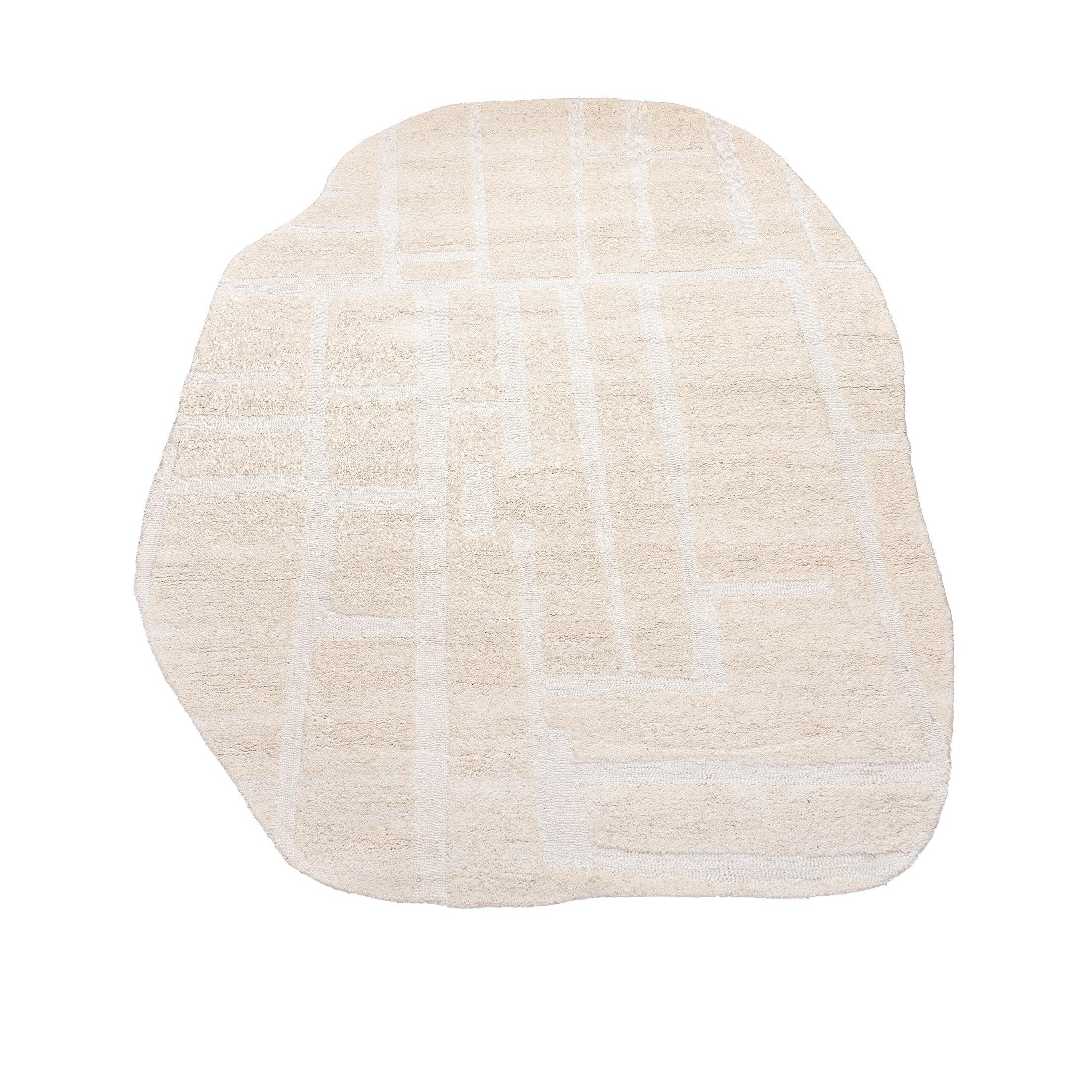 Wolle, Japandi, Designteppich Sonderform Wollteppich Handwebteppich 150 x 80 cm Mazovia,