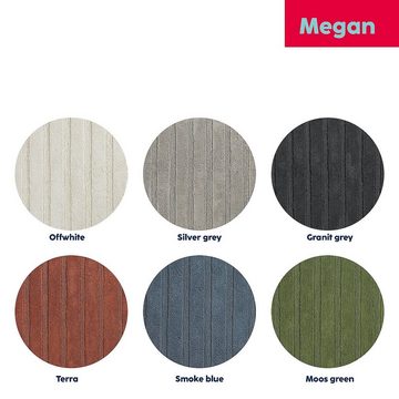 Badematte Megan kela, Höhe 16 mm, 100% Baumwolle, rutschhemmend, bei 30°C waschbar, für Fußbodenheizung geeignet