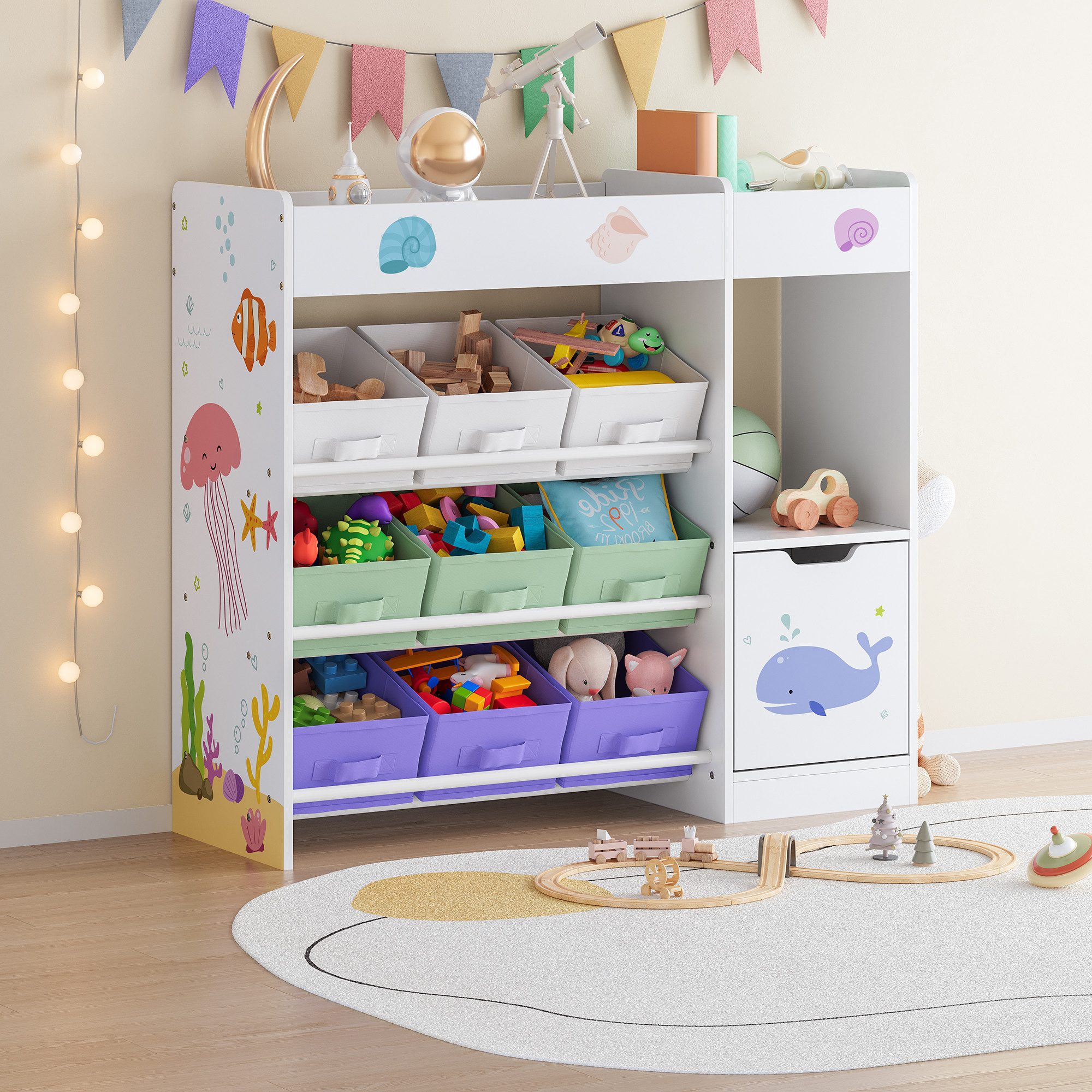 en.casa Kinderregal, »Søndreland« mit 9 Faltboxen günstig online kaufen