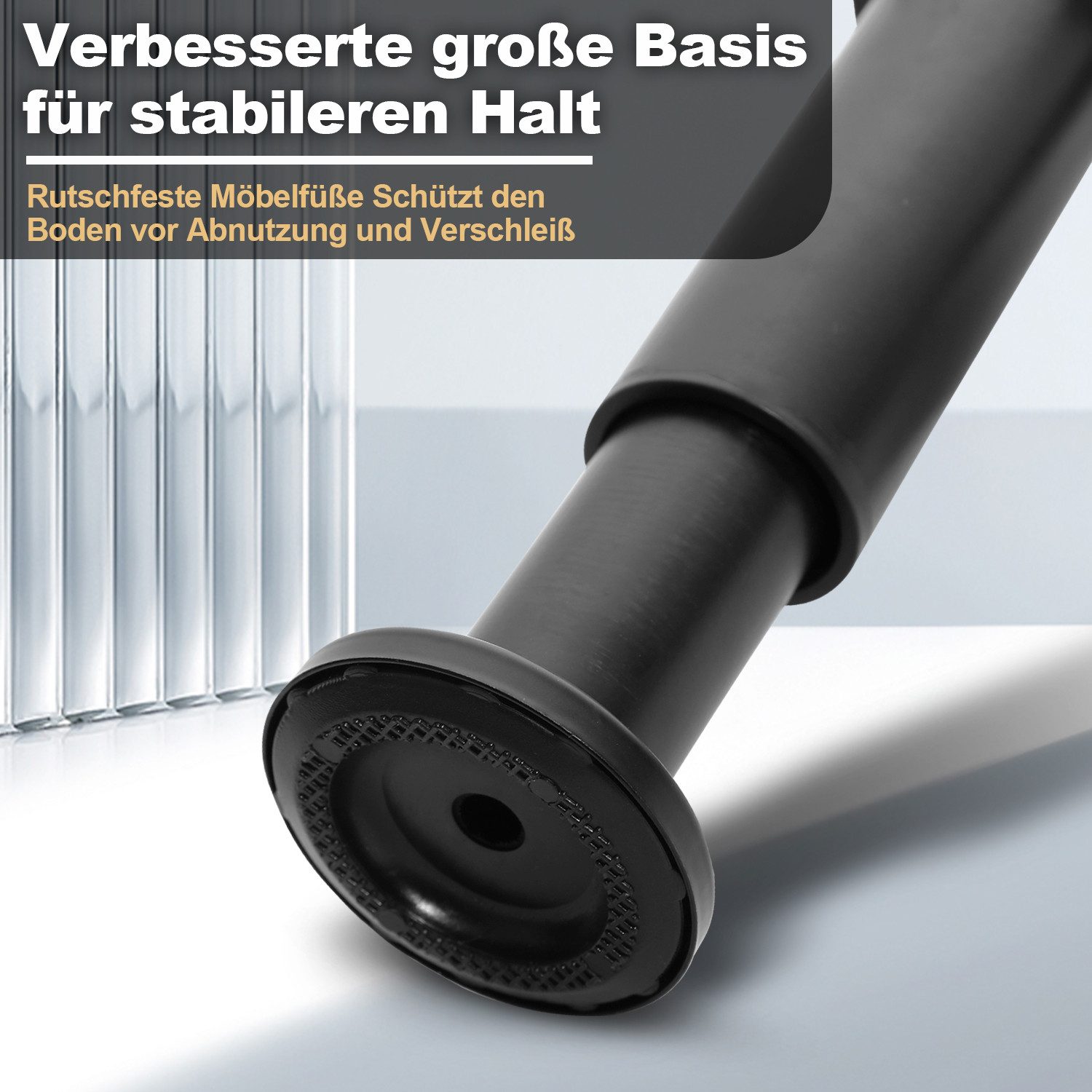 Clanmacy Möbelfuß 4X Möbelfüße 18-30cm Dehnbar( Schwarz) Verstellbar Hotel Sockelfüße – Bild 5 von 5