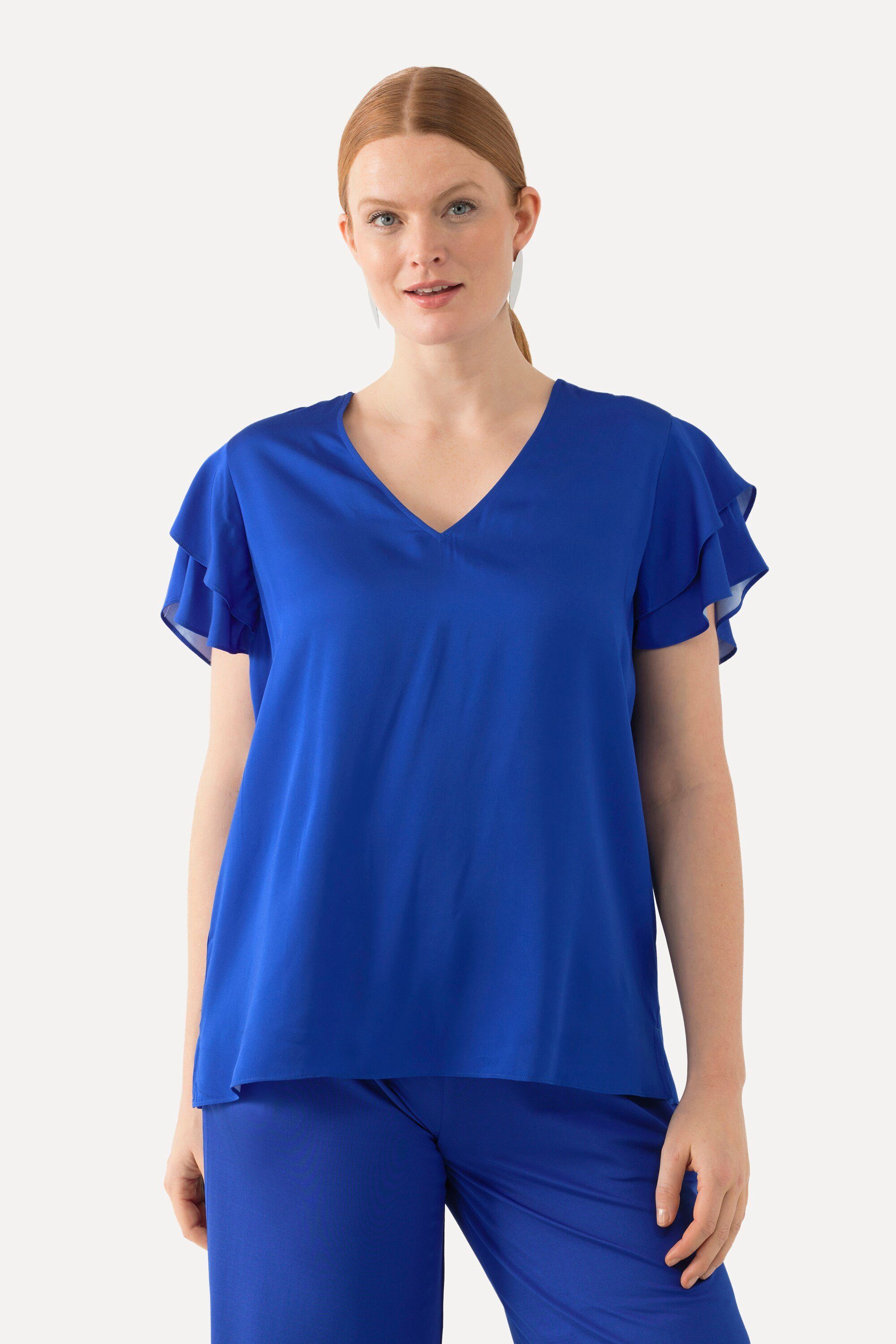 Ulla Popken Druckbluse Blusenshirt V-Ausschnitt doppelte günstig online kaufen