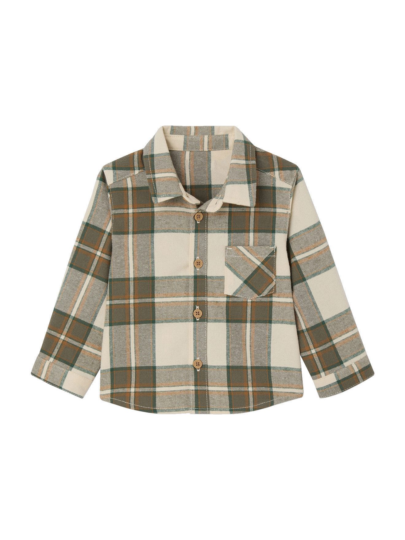 vertbaudet Langarmhemd Baby Flanellhemd mit Karomuster