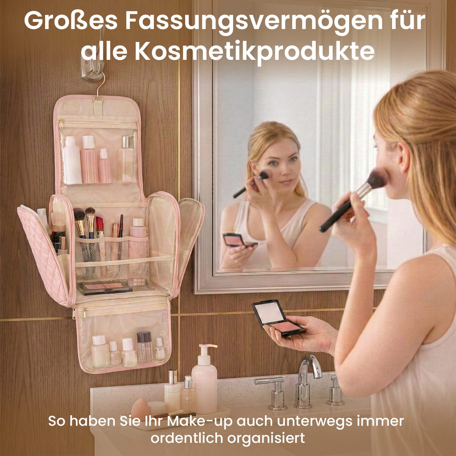 Youyijia Kulturbeutel Make-Up Organiser Groß Kulturbeutel Damen Gross Kulturtasche Aufhängen – Bild 2 von 5