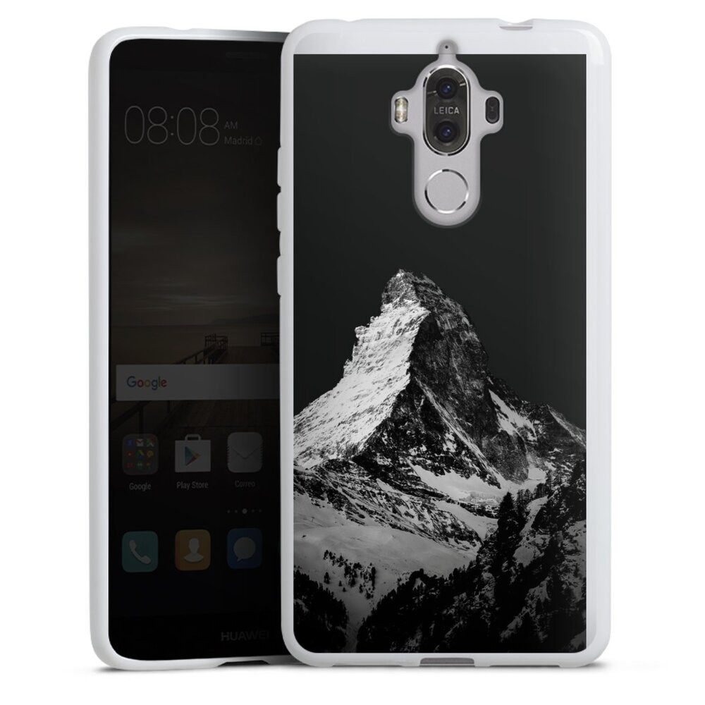 DeinDesign Handyhülle Berg Schnee Alpspitze Snow Capped Mountains Grayscale, Huawei Mate 9 Silikon Hülle Bumper Case Handy Schutzhülle