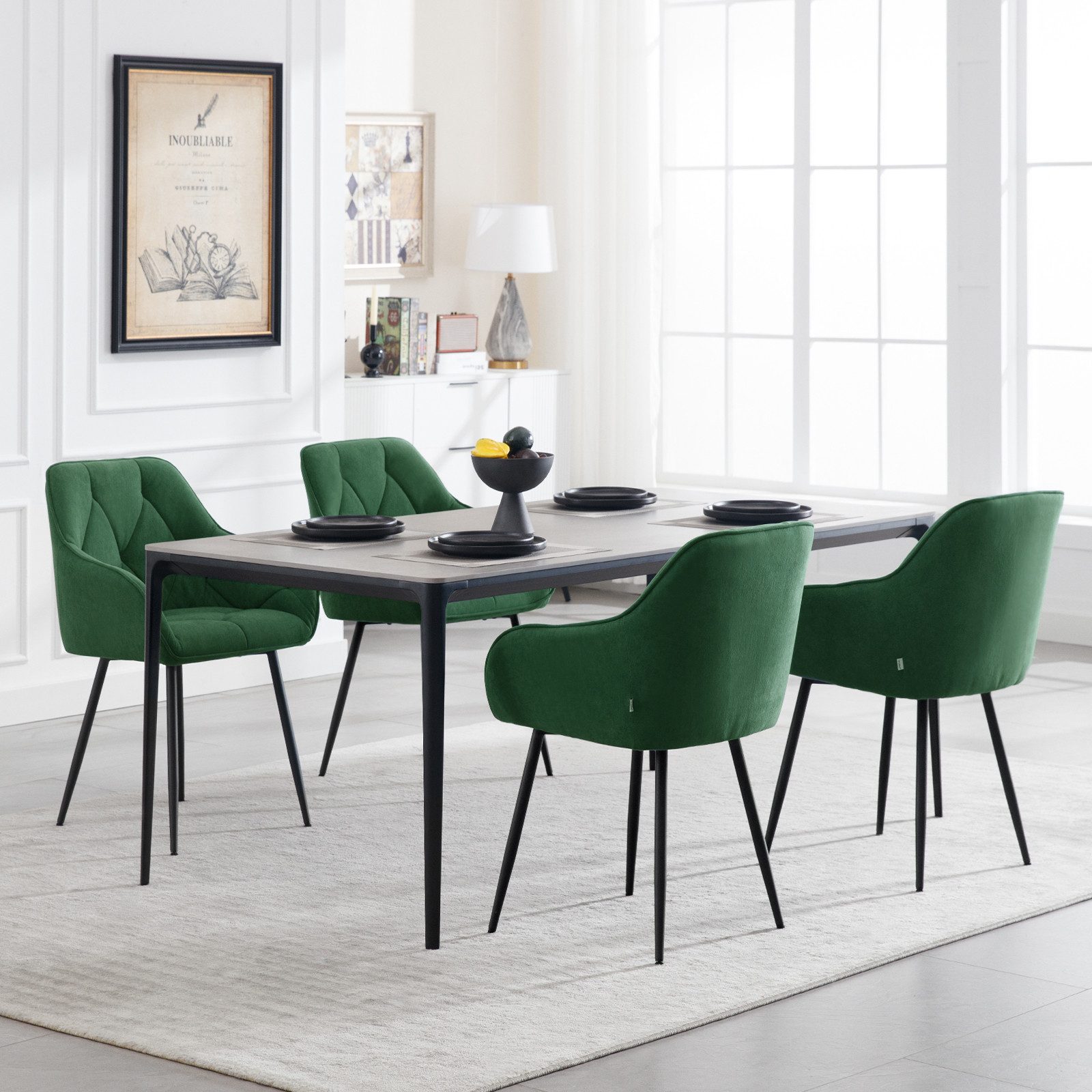 Woltu 4-Fußstuhl (Set, 6 St), Esszimmerstühle ergonomischer aus Samt