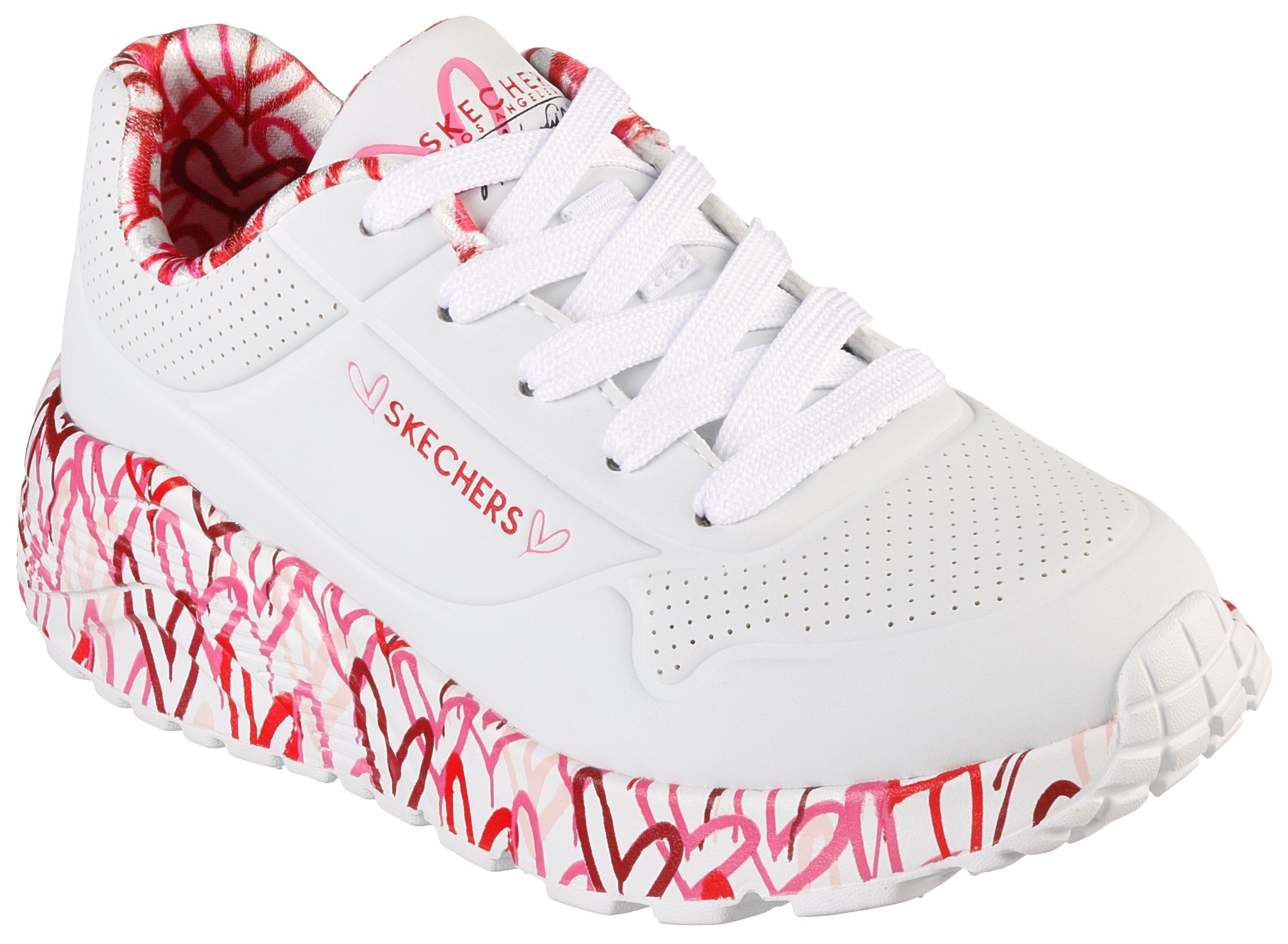 Skechers Kids UNO LITE Sneaker mit bedruckter Sohle offwhite-rot