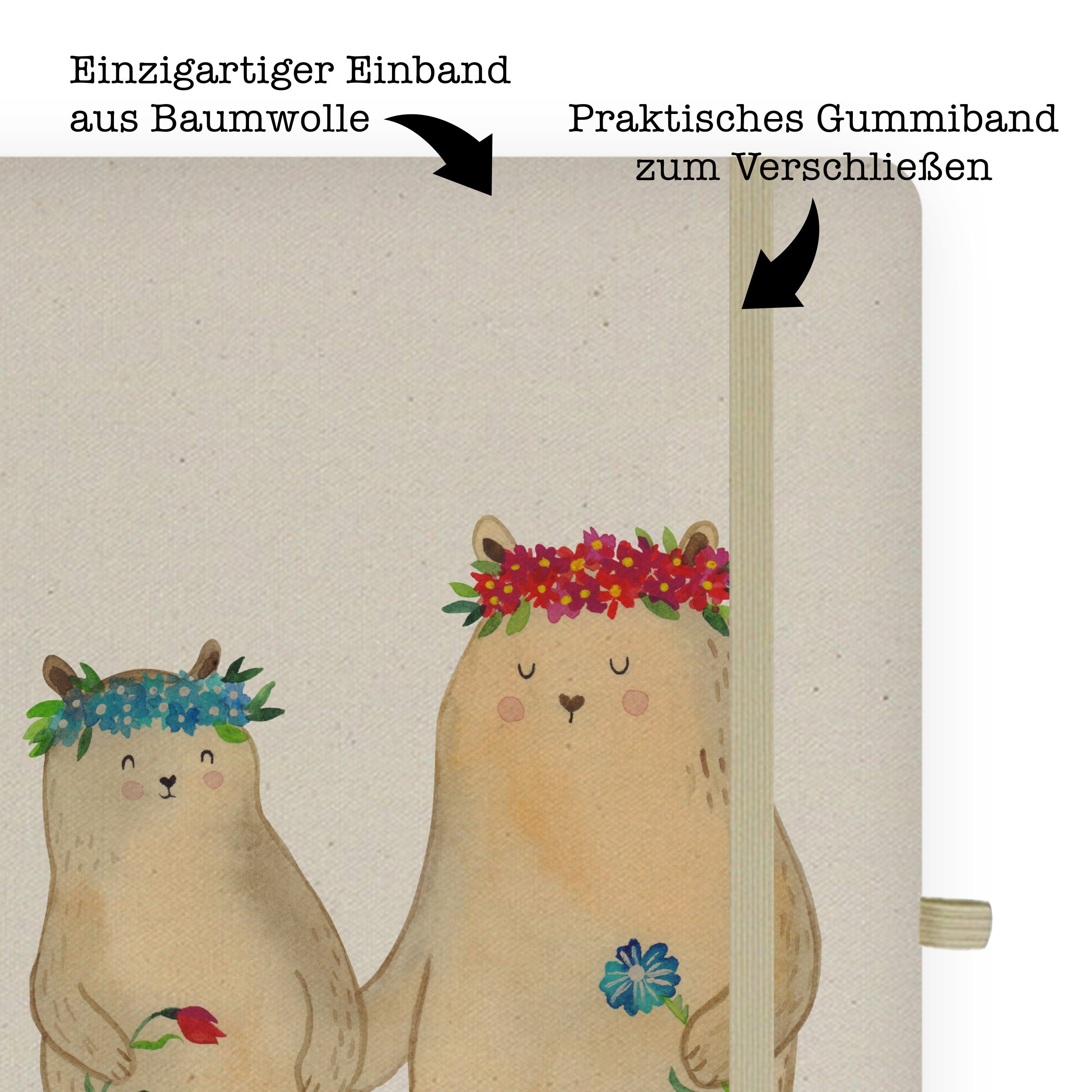 Panda Mrs. Mrs. & Blumenkranz Transparent - Mr. - & Mr. Panda Geschenk, Familie, Bären Notizbuch Skizzenbuch, mit