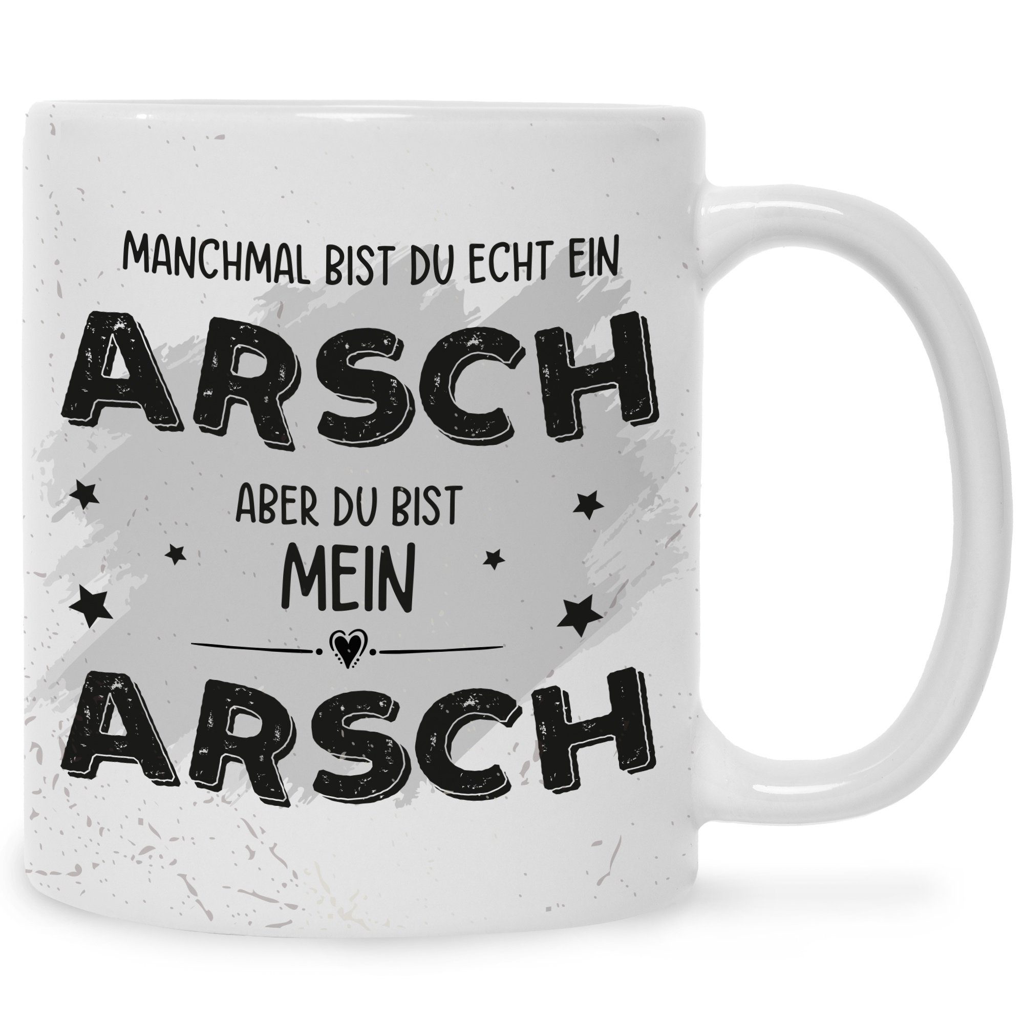 GRAVURZEILE Tasse GRAVURZEILE Tasse mit Spruch - Du bist mein Arsch, Keramik, Farbe: Weiß