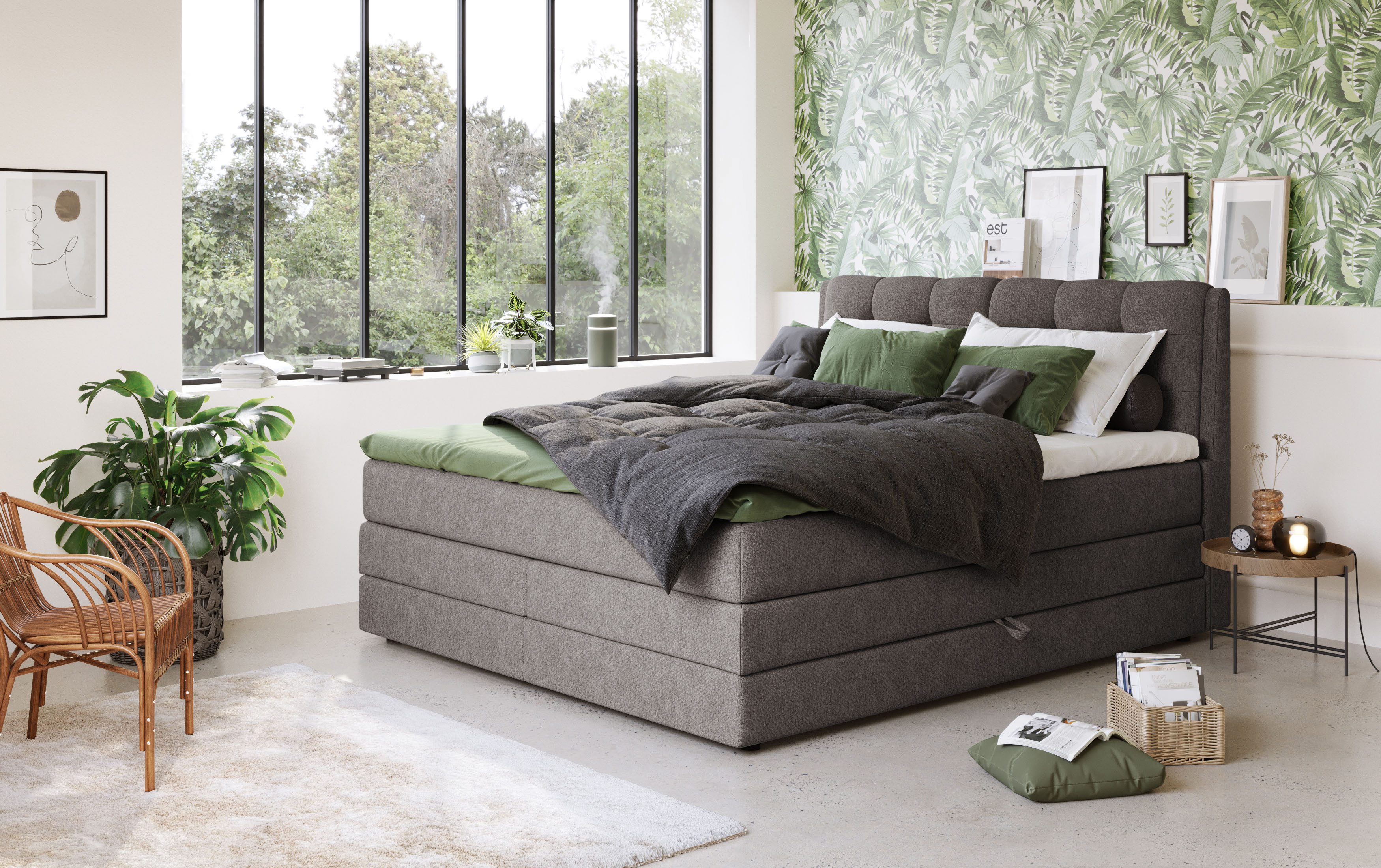 COTTA Boxspringbett Fort II, in verschiedenen Breiten erhältlich - auch als Familienbett!, inkl. Bettkasten und Topper