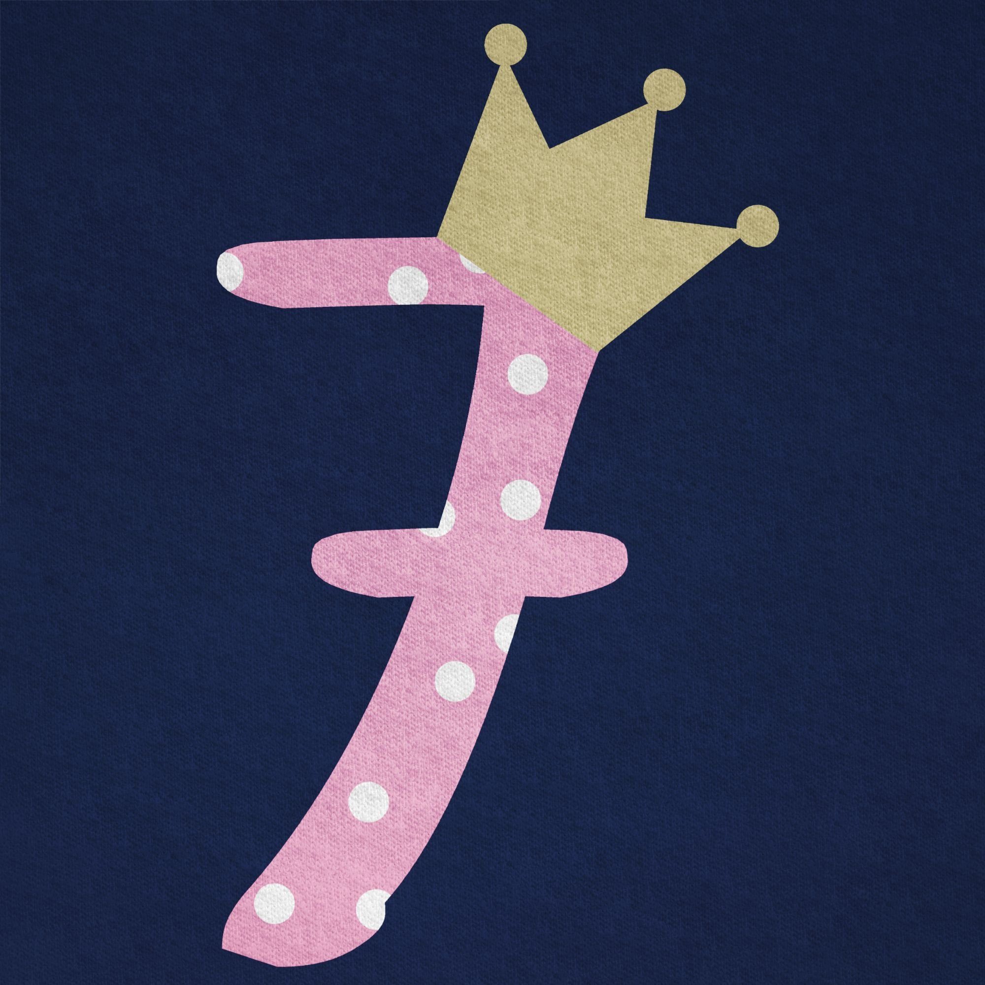 Sieben T-Shirt 7. Dunkelblau Siebter Geburtstag Shirtracer Krone 1 Mädchen