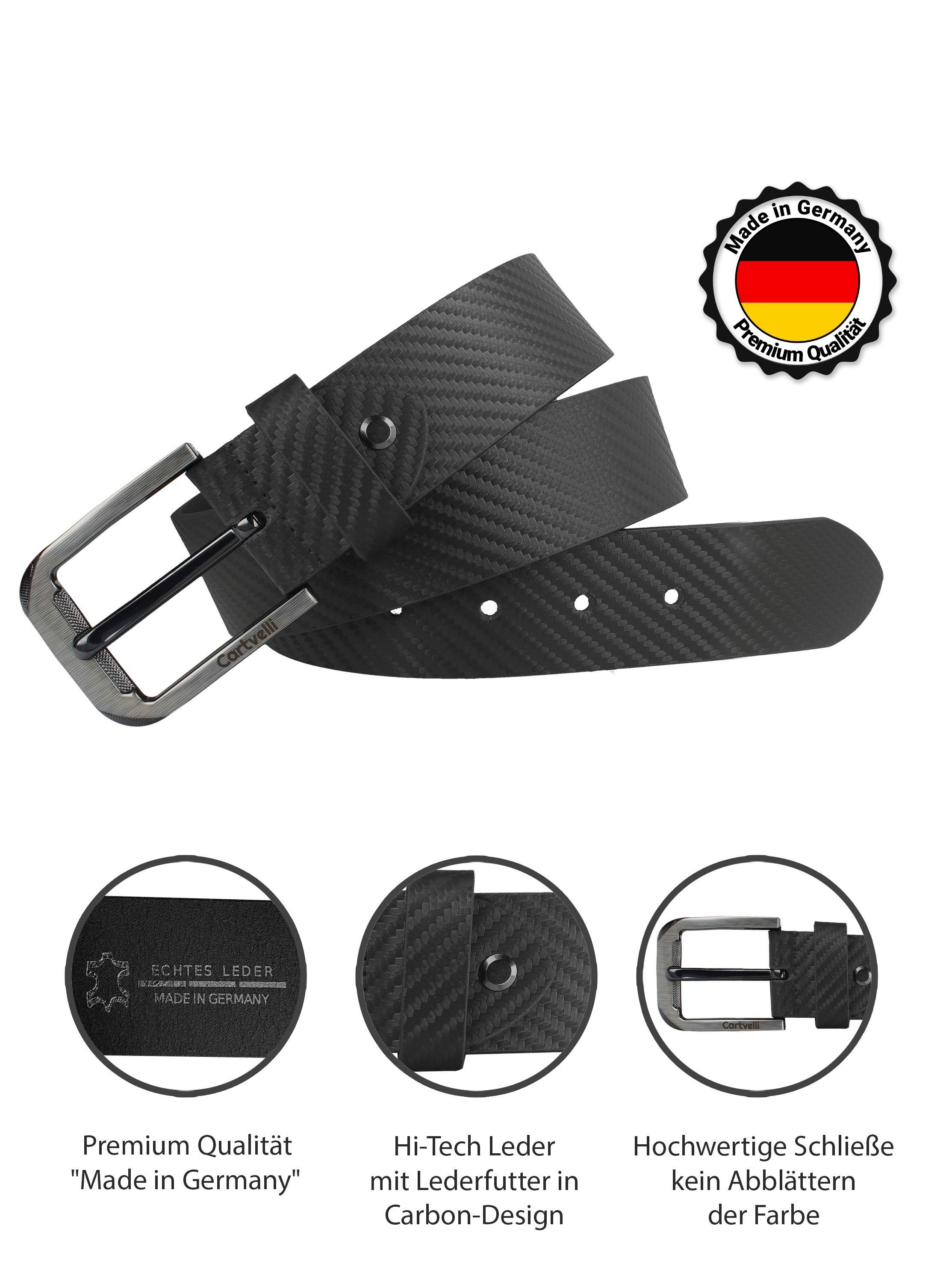 Cartvelli Ledergürtel Ledergürtel Herren Carbon Made in Germany mit Geschenkbox - 40mm Hi-Tech-Leder, hochwertig edel