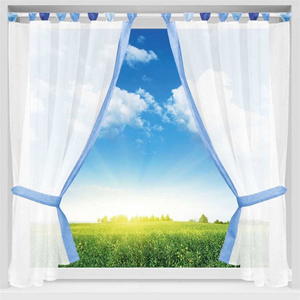 Vorhang, Arsvita, Schlaufen, transparent, Gardinenset Schlaufenschal, inkl.  Raffhalter, 140 x 120 (B x L), Küchengardine im Landhausstil