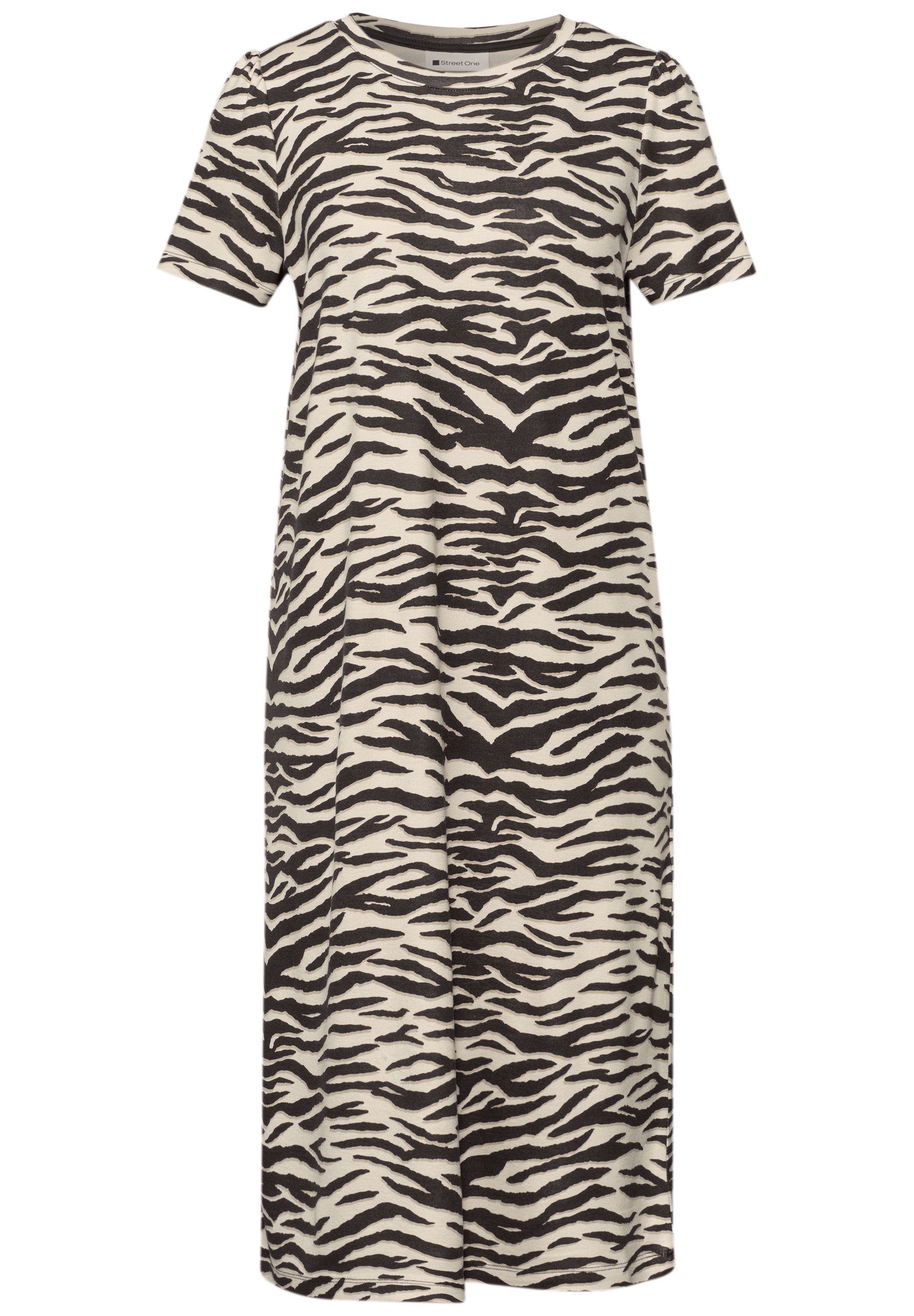 STREET ONE Shirtkleid Knielanges Sommerkleid mit Animal-Print