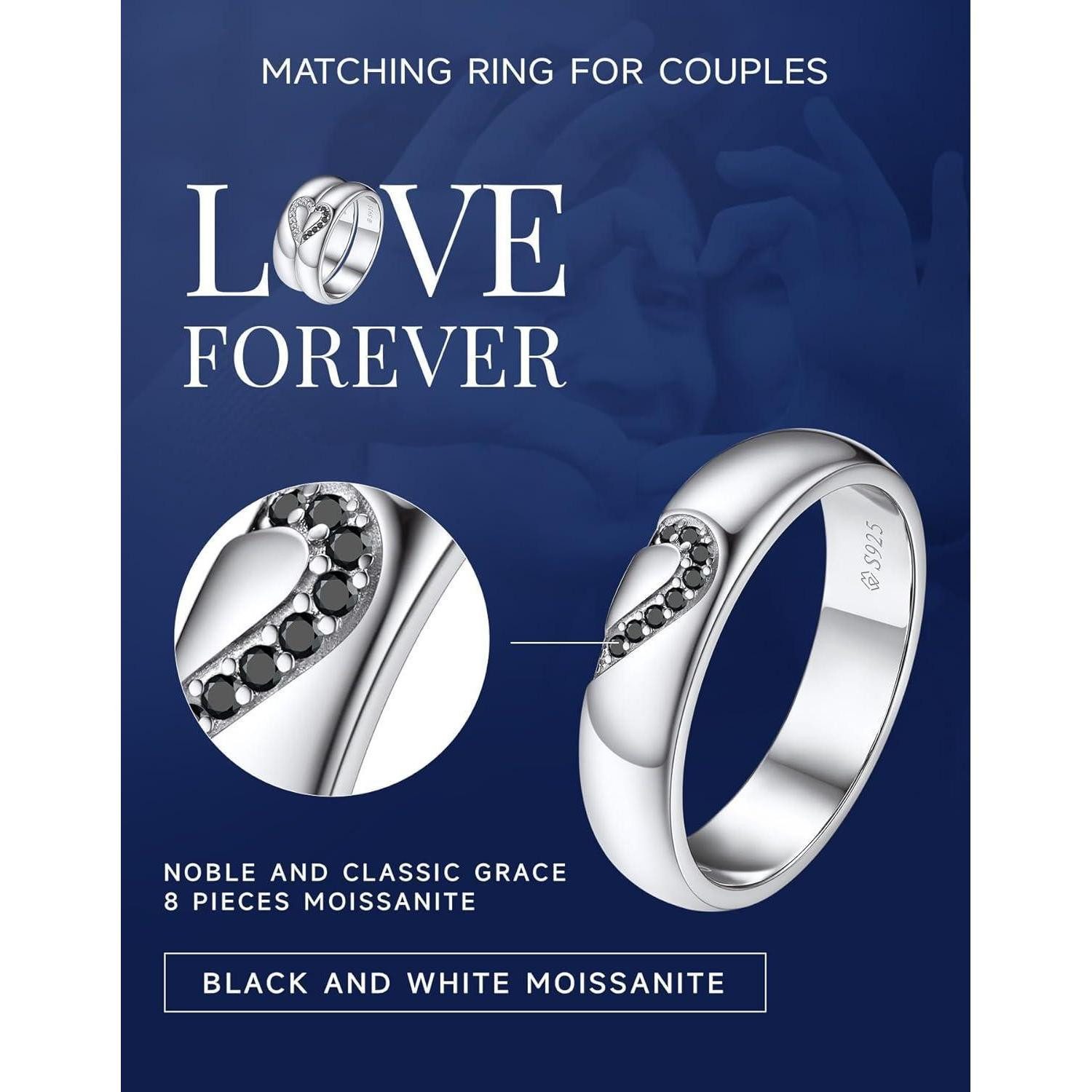 LuxusKollektion Partnerring Partnerring Ehering Silber Valentinstag Geschenkbox Schwarz 60
