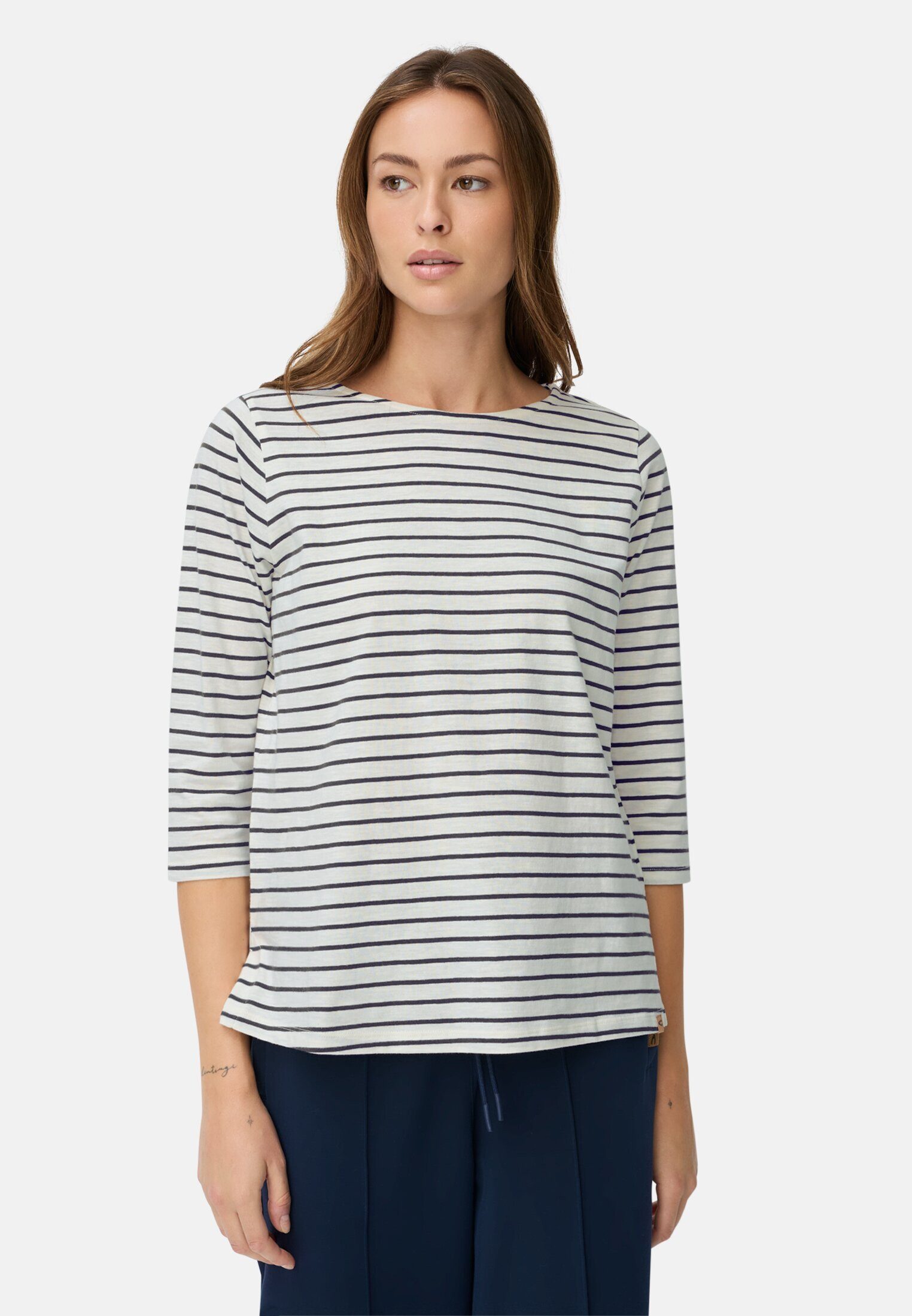 camel active Longsleeve 3/4-Arm T-Shirt mit Seitenschlitzen Dreiviertelarm (1-tlg)