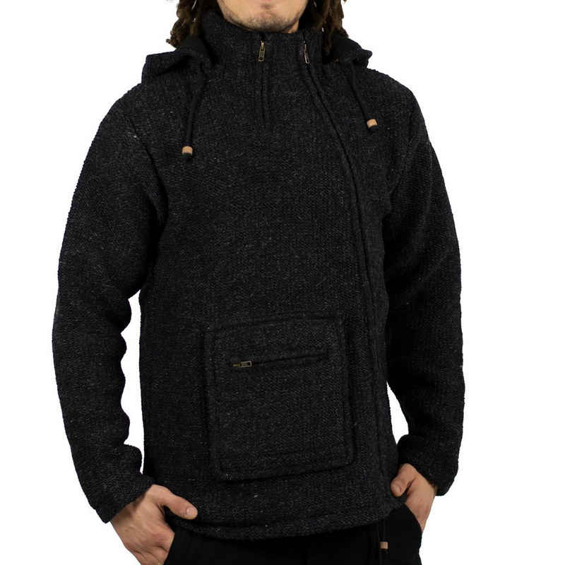 KUNST UND MAGIE Kapuzenstrickjacke Kunst & Magie Unisex Strick- Wolljacke abnehmbare Zipfelkapuze Abnehmbare Kapuze