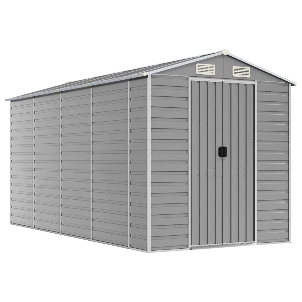 vidaXL Gartenhaus Gartenhaus Hellgrau 191x385x198 cm Verzinkter Stahl