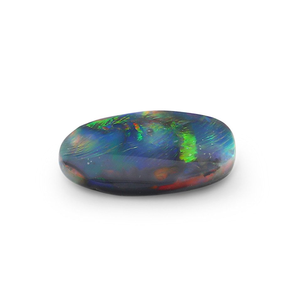 Edelstein Lightning Ridge Schwarzer Opal, ovaler Cabochon, 1,06ct