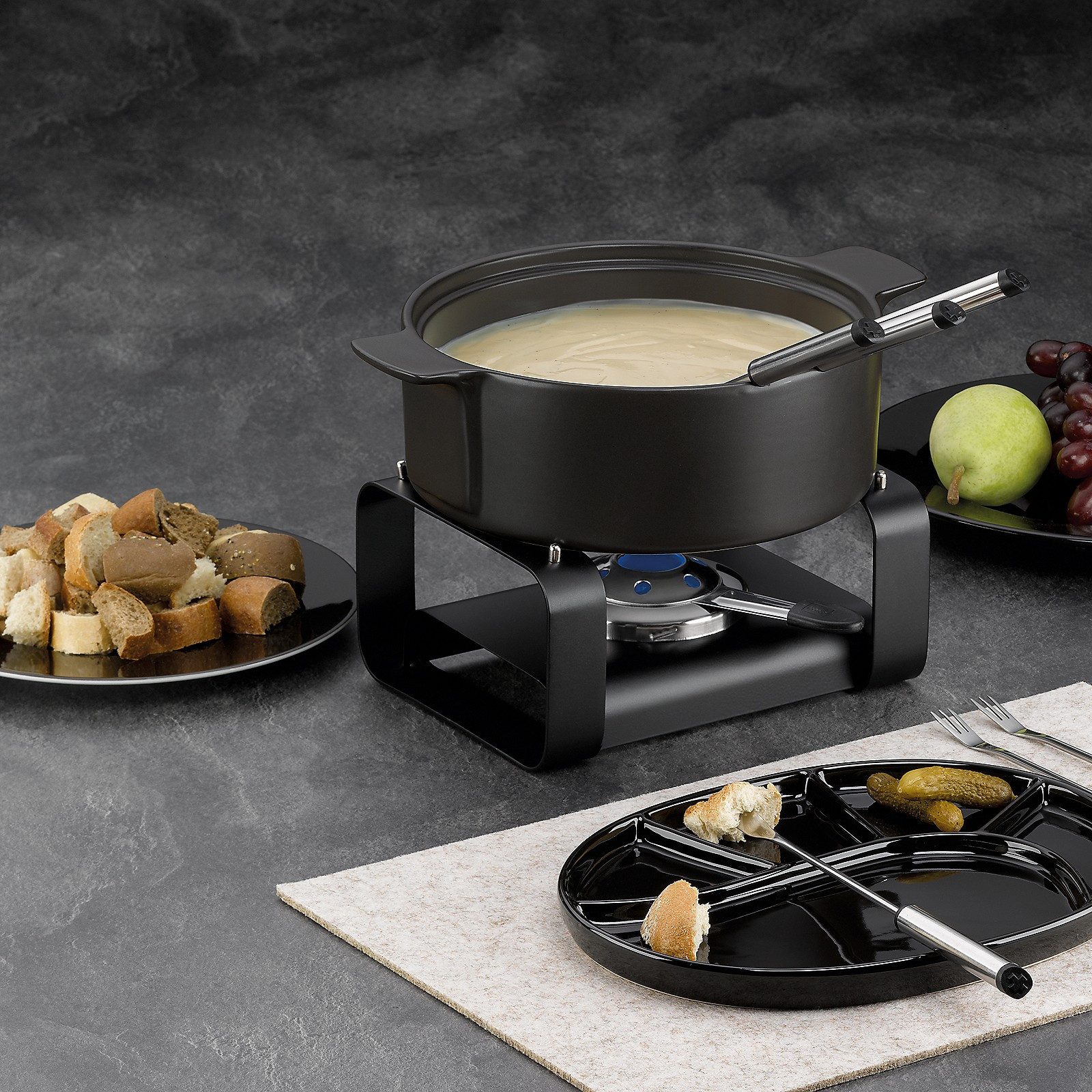 kela Fondue Roman, Käsefondue, hitzebeständiger Keramiktopf, 1,75 L, mit 6 Fondue-Gabeln
